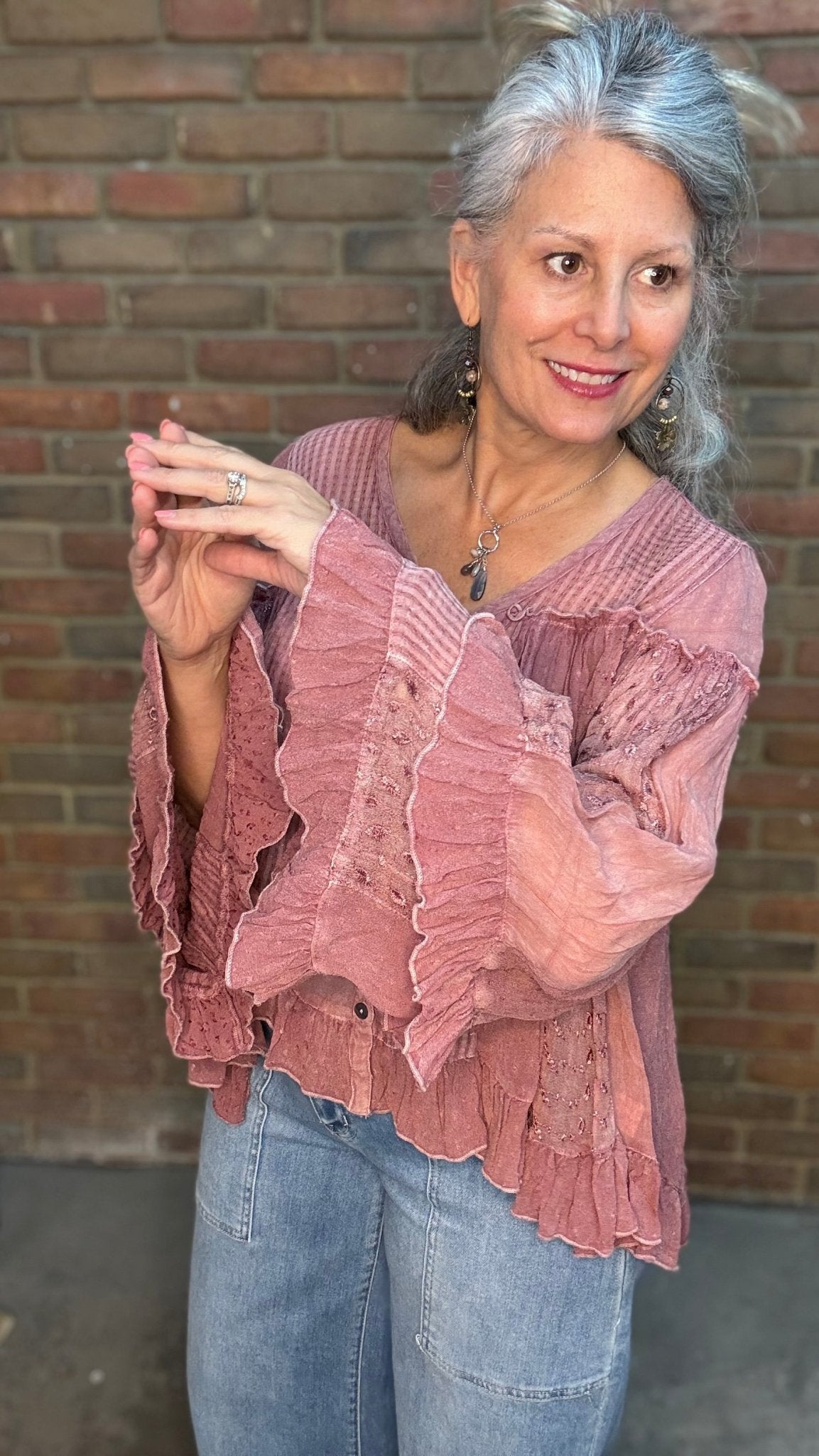 Dreamy V-Neck Ruffled Top - Vintage Vault Boutique