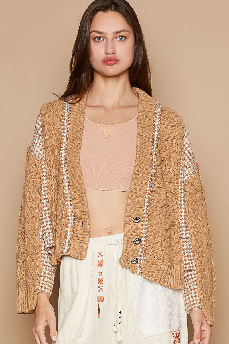 Mixed Sweater Jacket Mocha