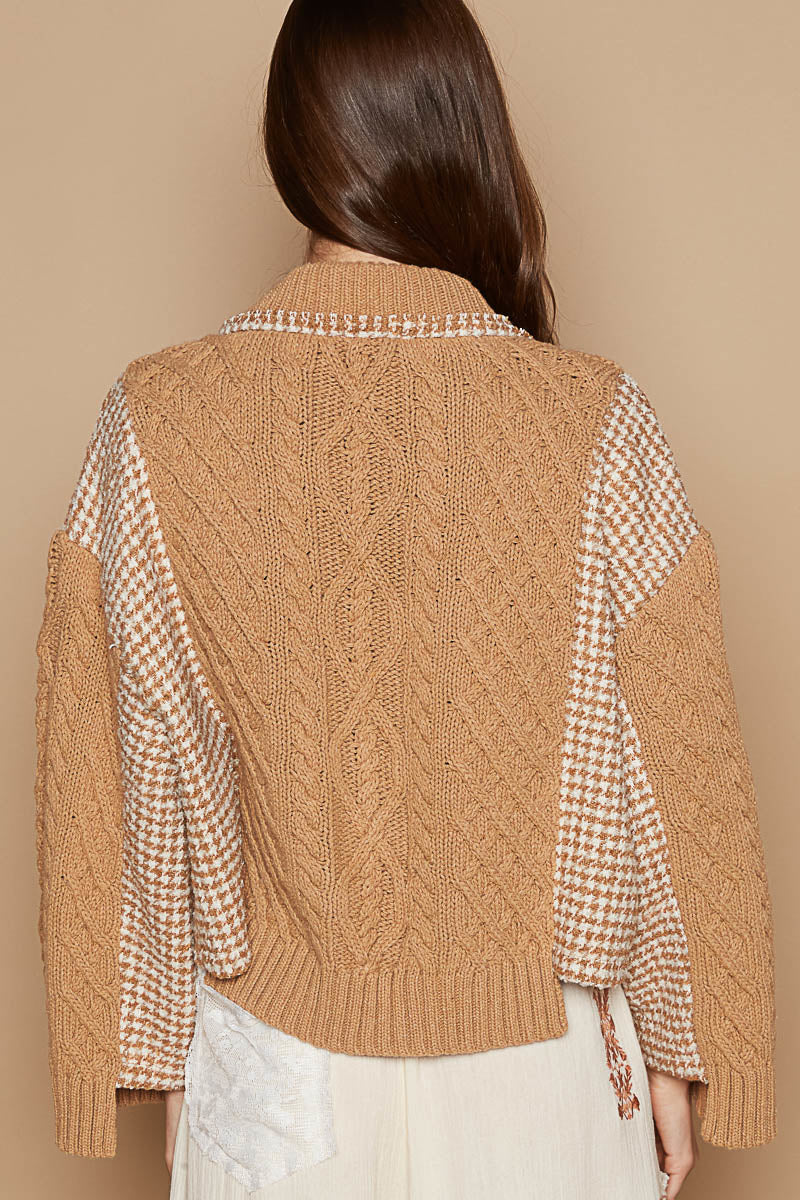 Mixed Sweater Jacket Mocha