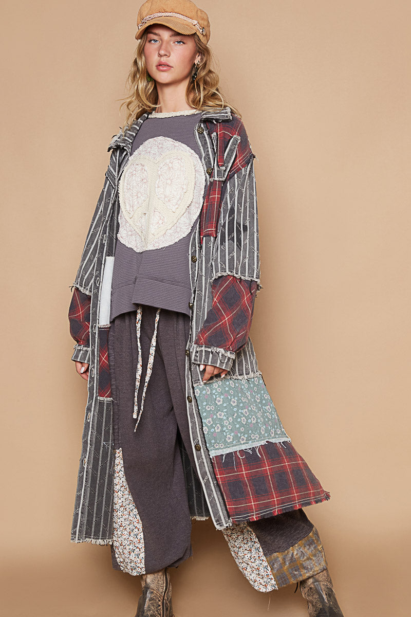 Black Stripe Patch Jacket