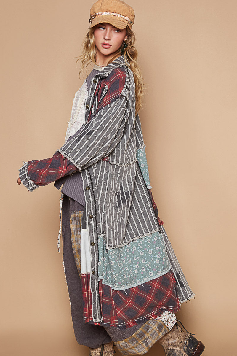 Black Stripe Patch Jacket