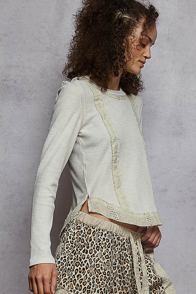 Ivory Ribbed Round Neck Top