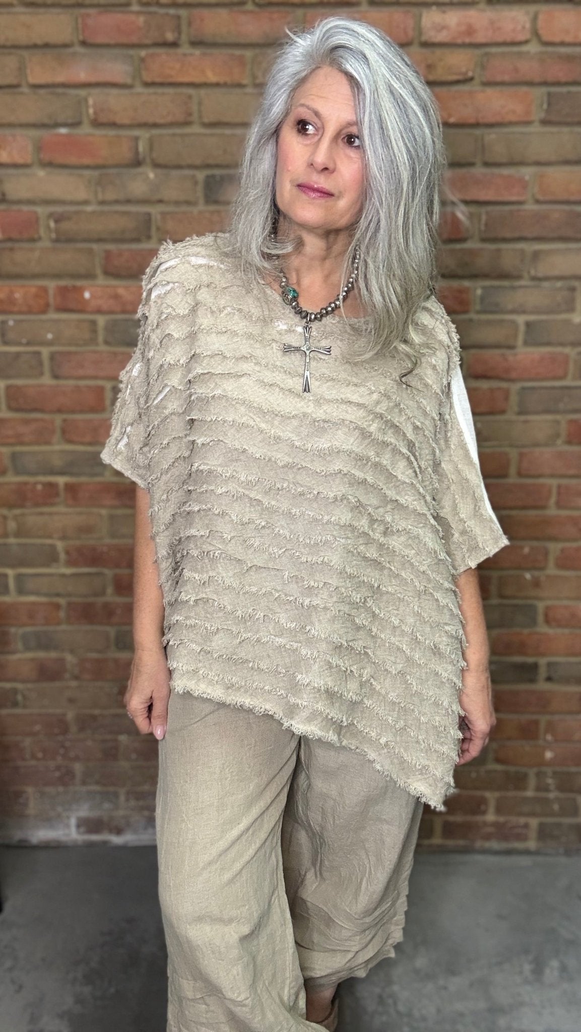 Linen Ruffled and Tucked Top - Vintage Vault Boutique