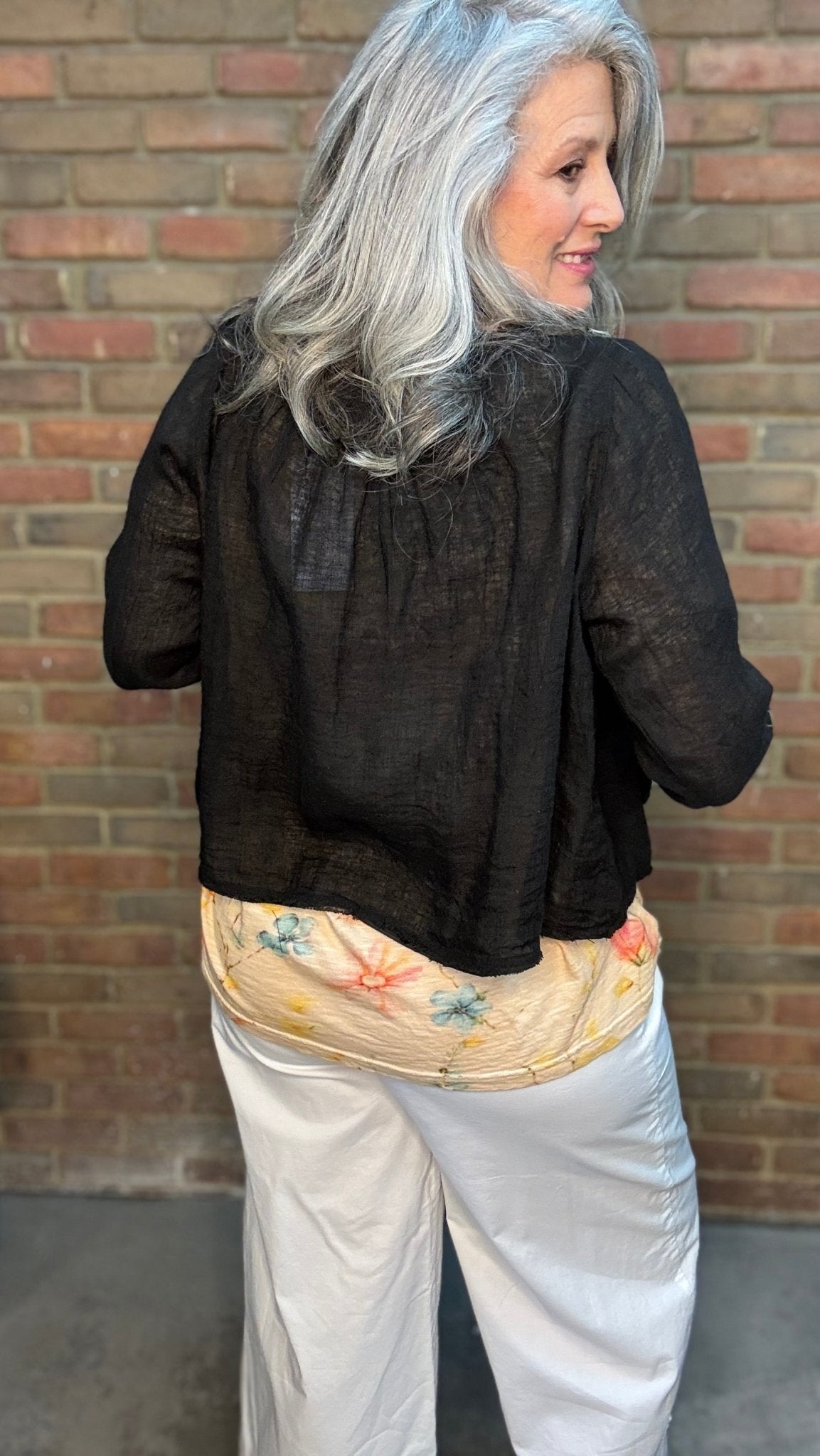 Black Cotton Crop Jacket - Vintage Vault Boutique