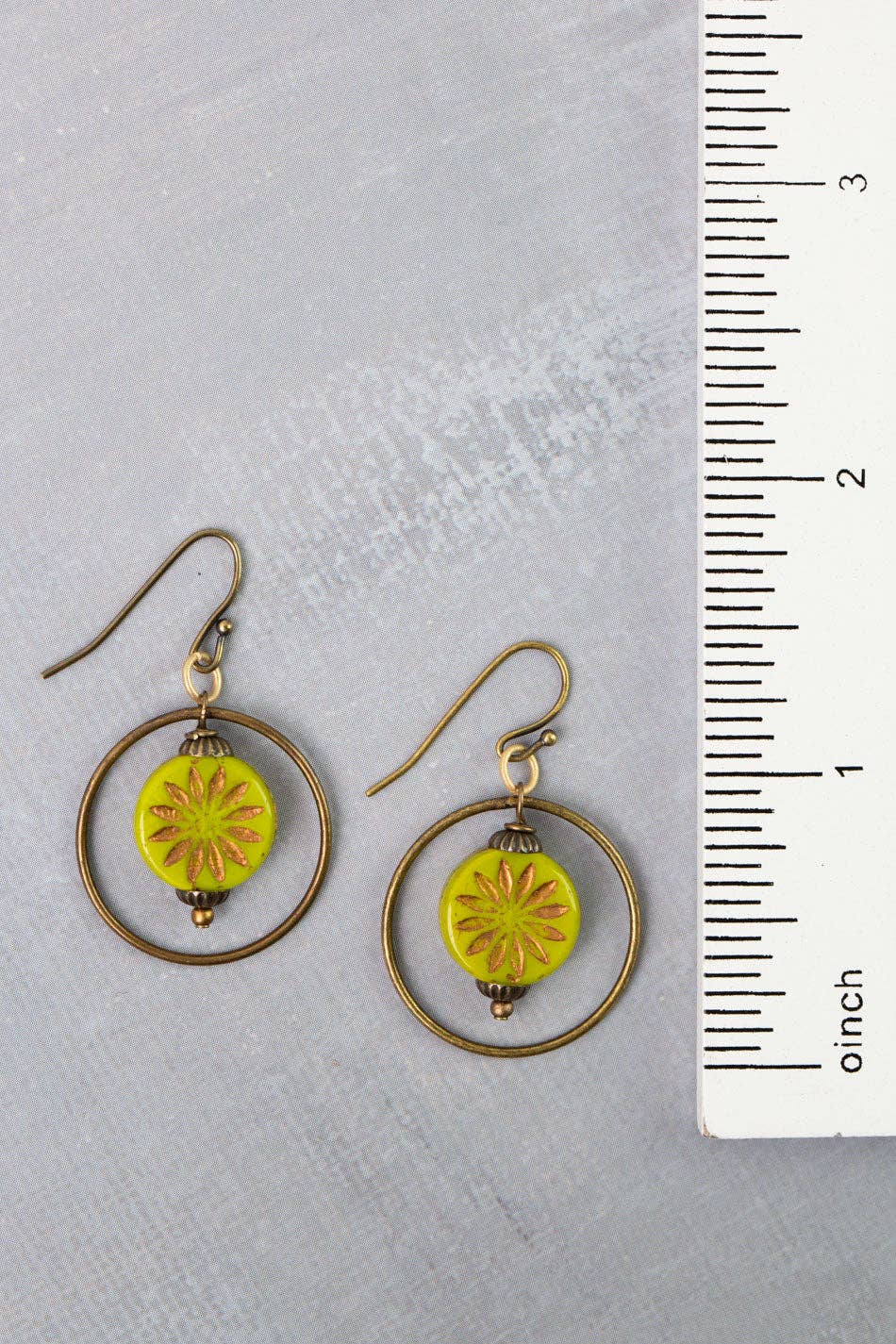 Azulejo Czech Glass Hoop Earrings E016 - Vintage Vault Boutique