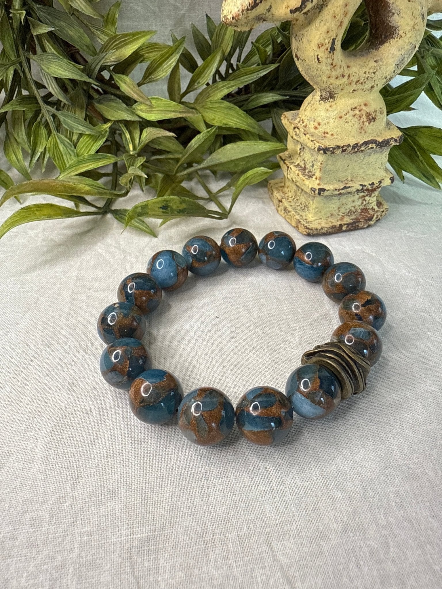 Brass Wire Bead Stretch Bracelet - Vintage Vault Boutique