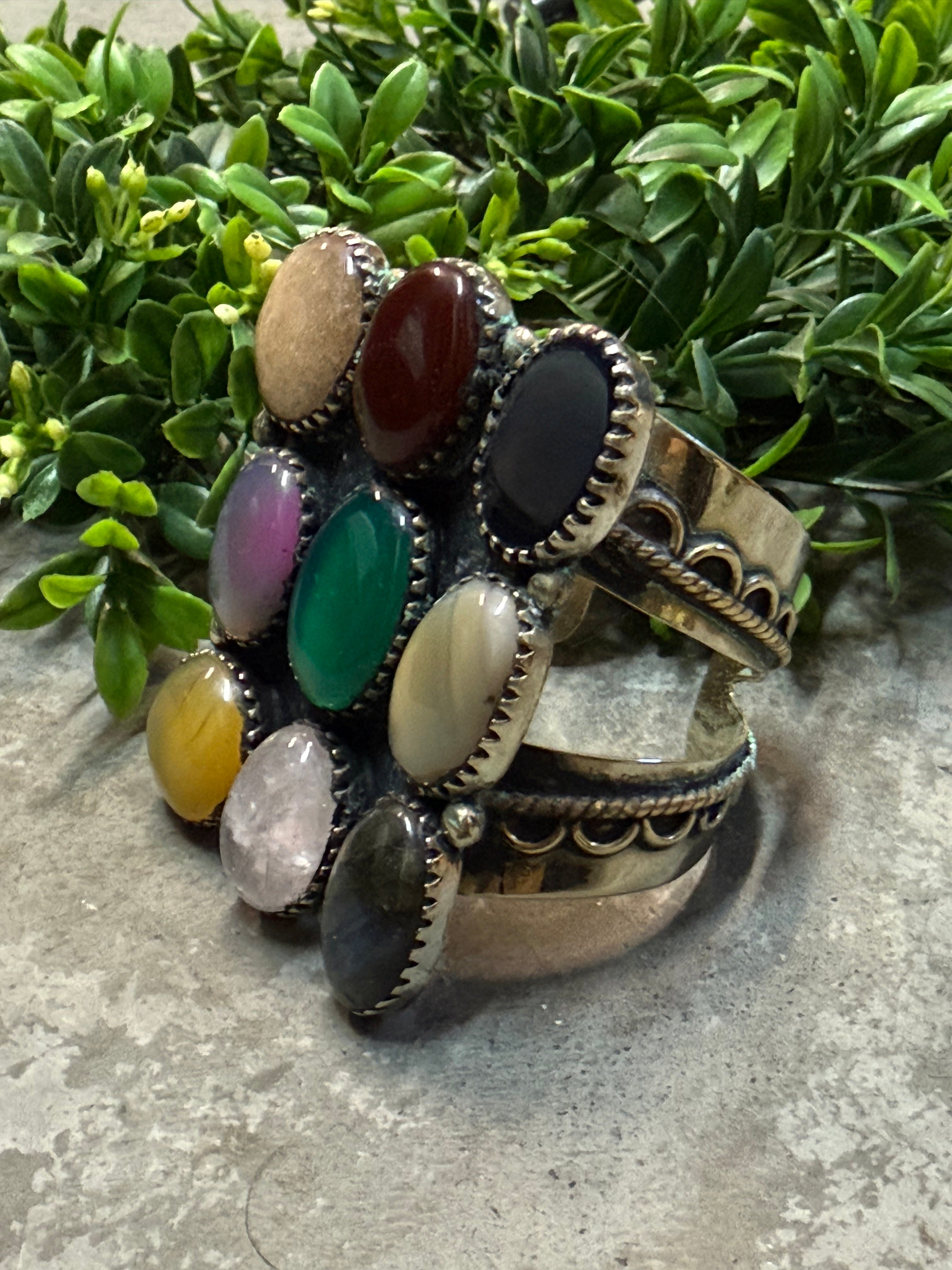 Multi Stone Matrix Cuff Bracelet