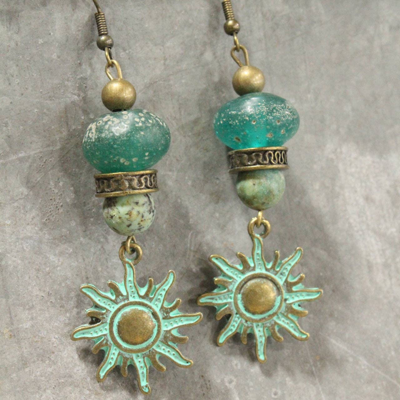 Day & Night Bronze Charmed Drop Earrings - Vintage Vault Boutique