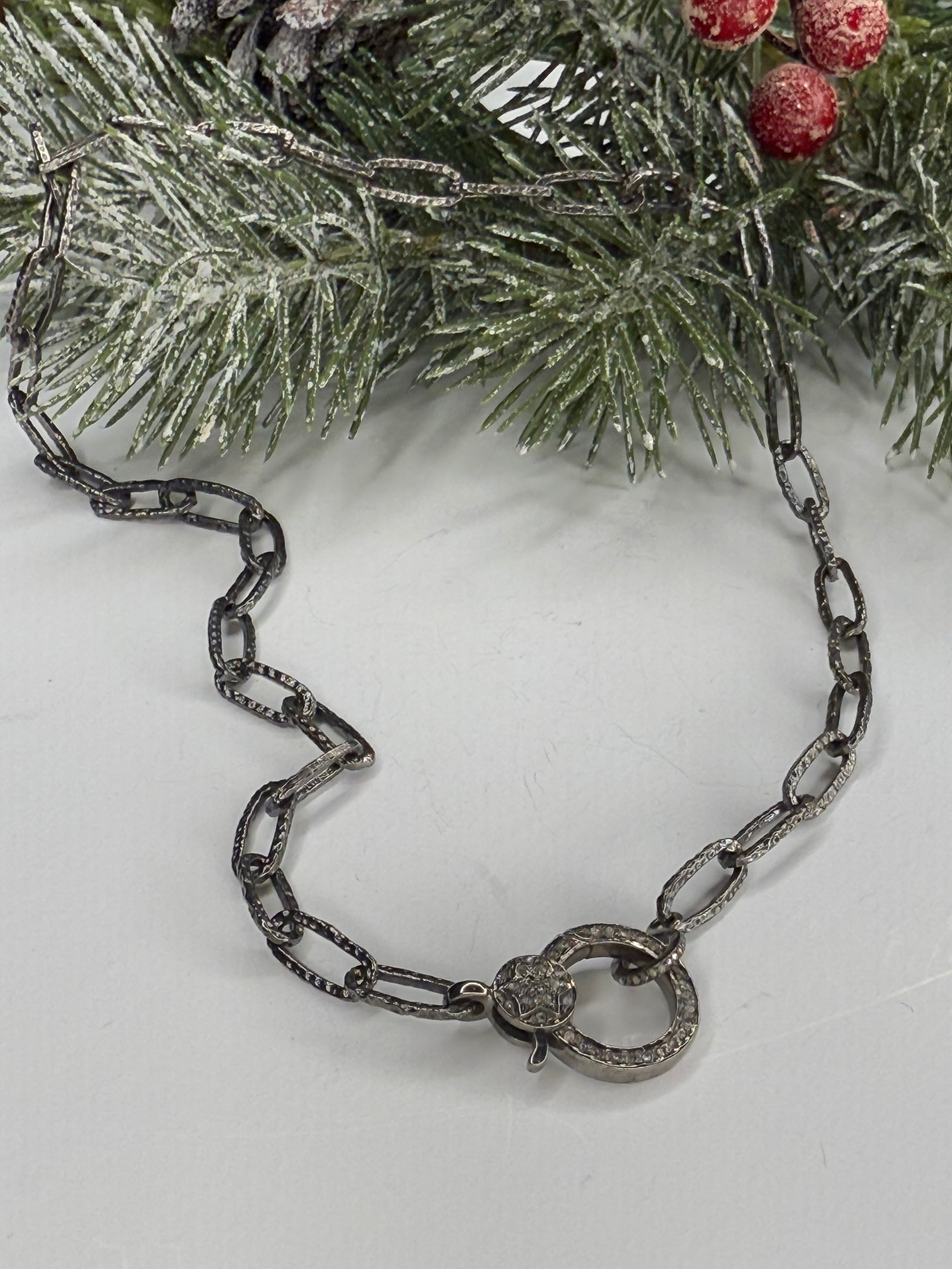 18" Chain with Pave Diamond Charm Holder