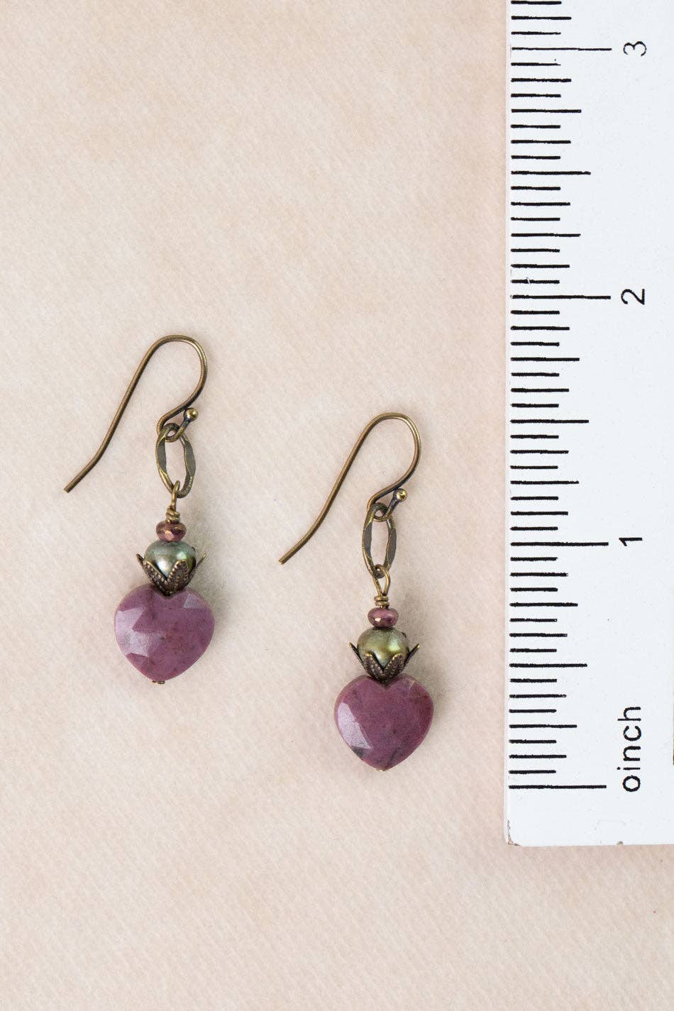 Apatheia Purple Heart Earrings E015 - Vintage Vault Boutique