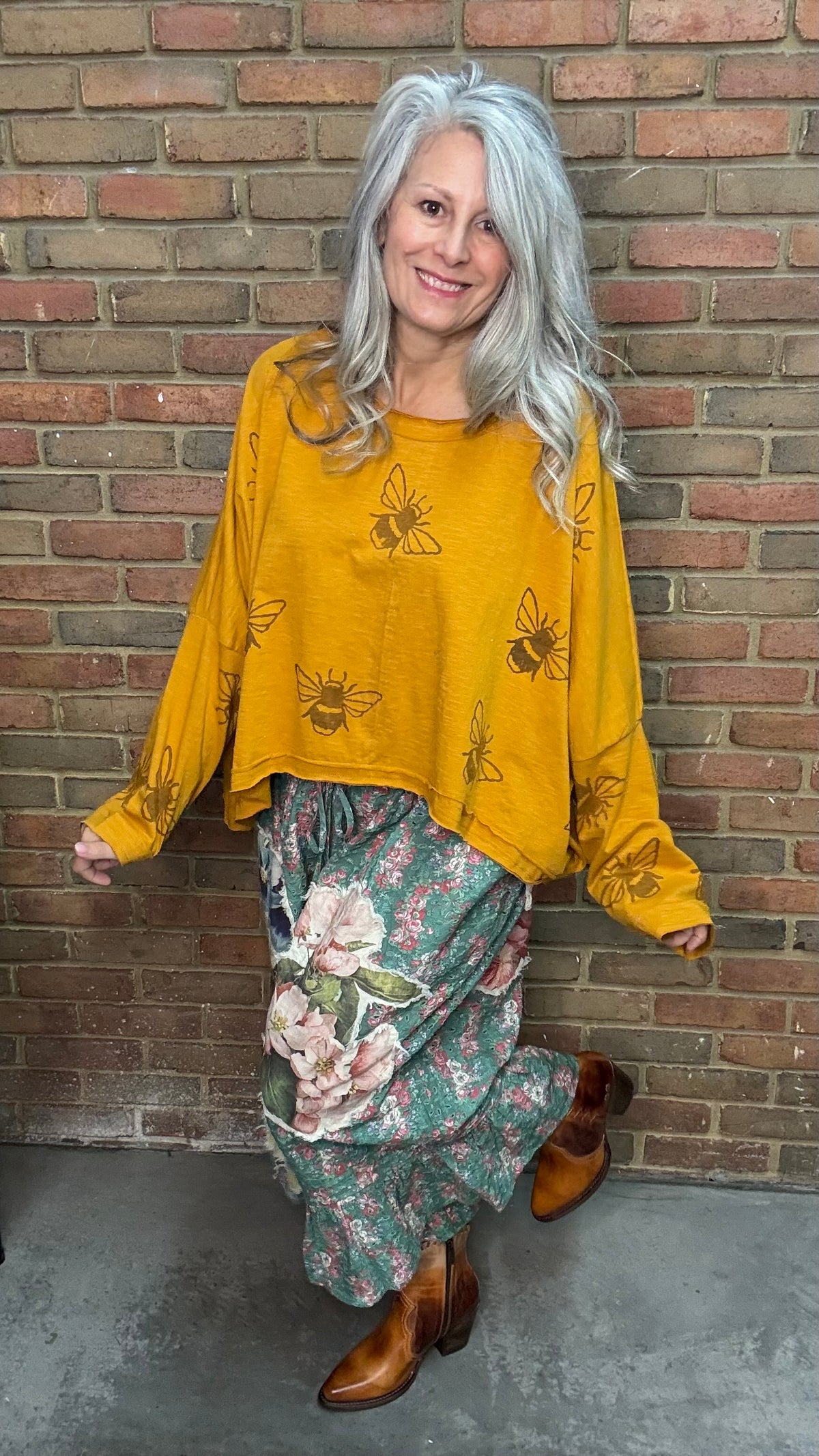 Orange Bee Cropped Top