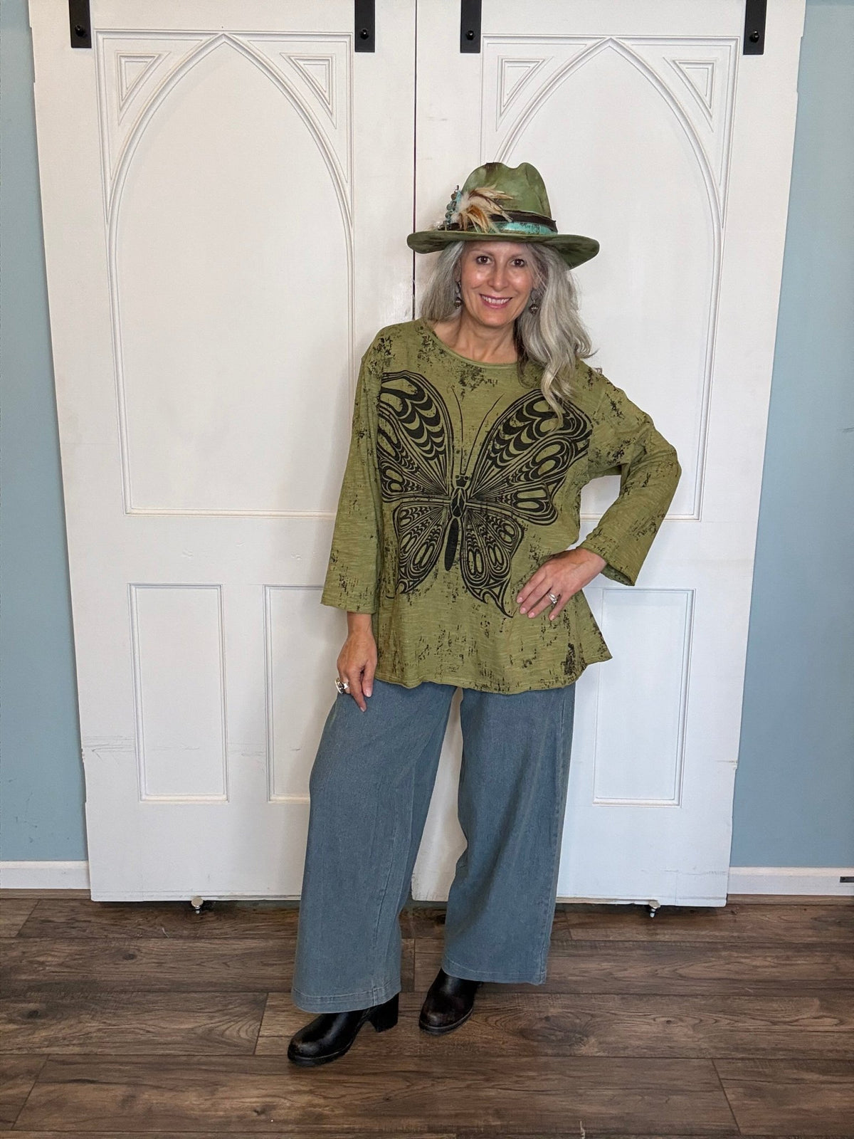 Denim Jogger Pant with Bottom Ties - Vintage Vault Boutique