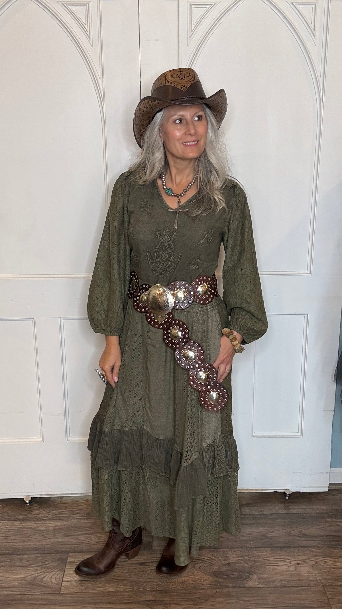 Smocked Waist Western Dress