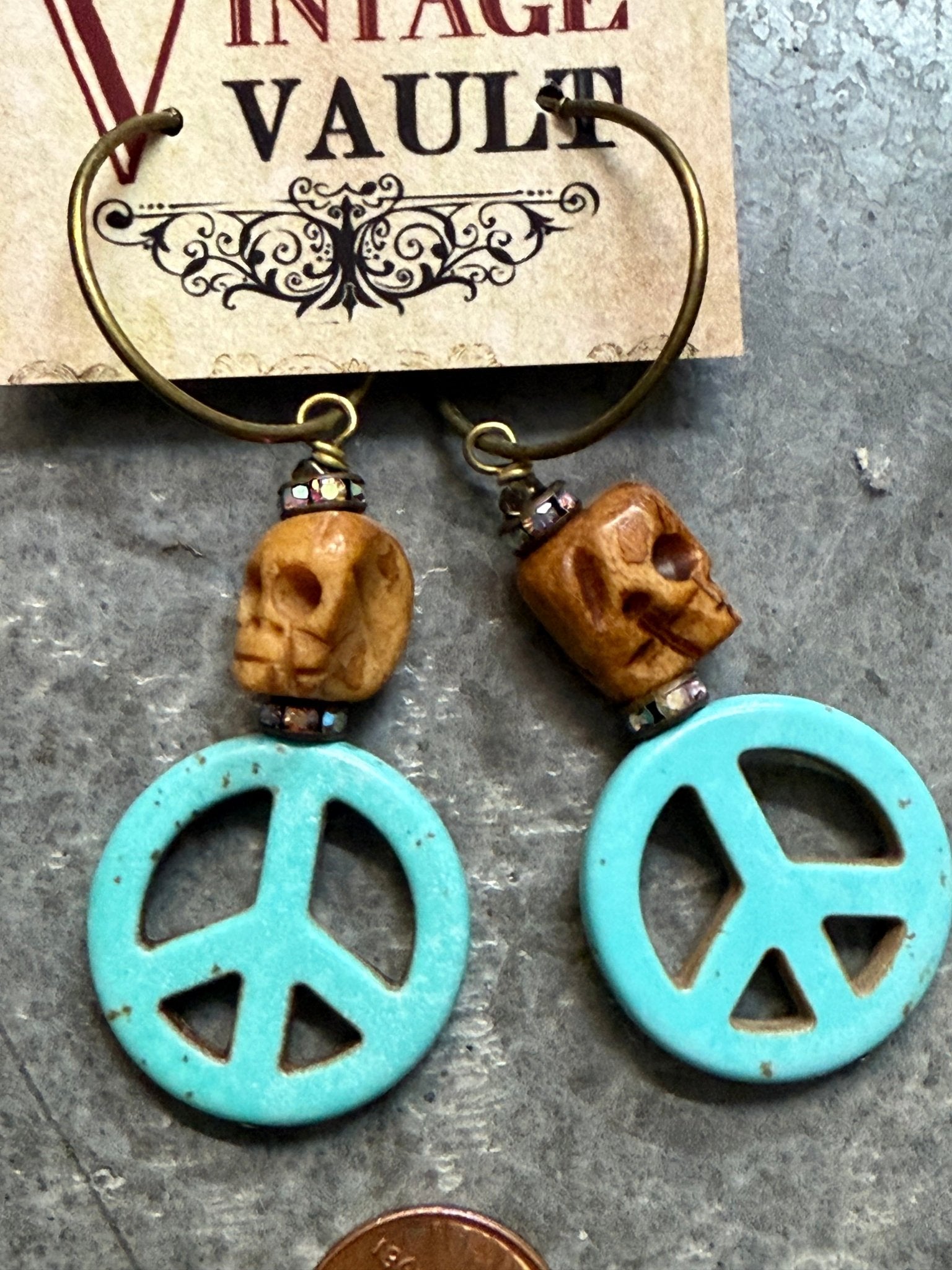 Dead Head Peace Earring - Vintage Vault Boutique
