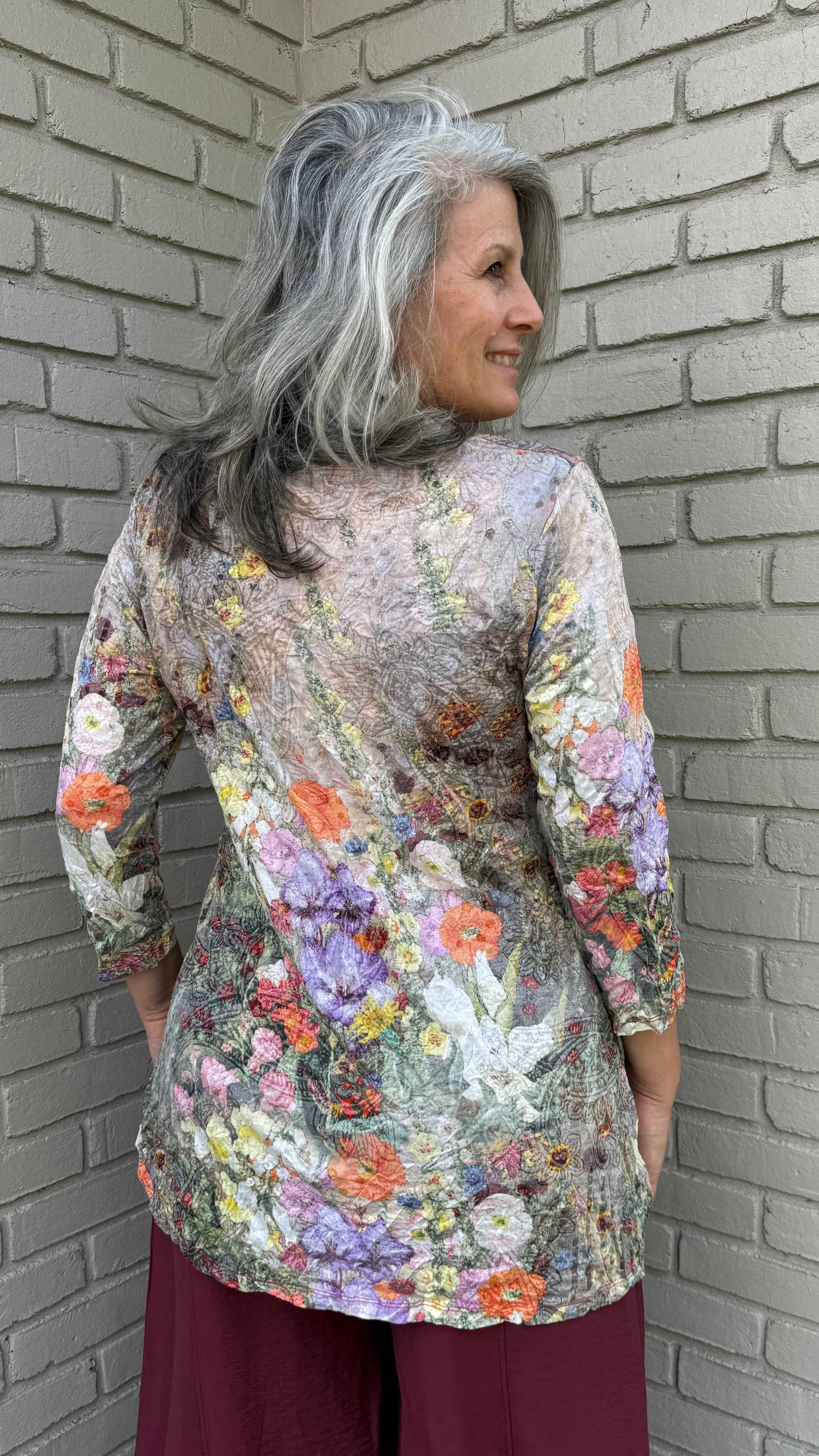 Garden Print Criss Cross Mesh Top