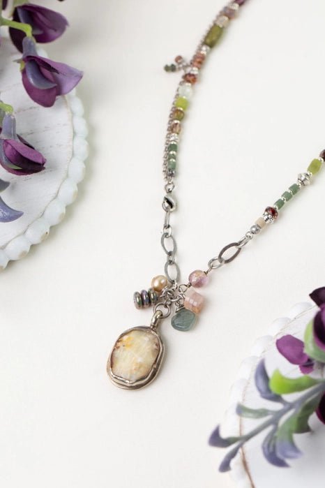 Water Lily Collage Necklace N002 - Vintage Vault Boutique