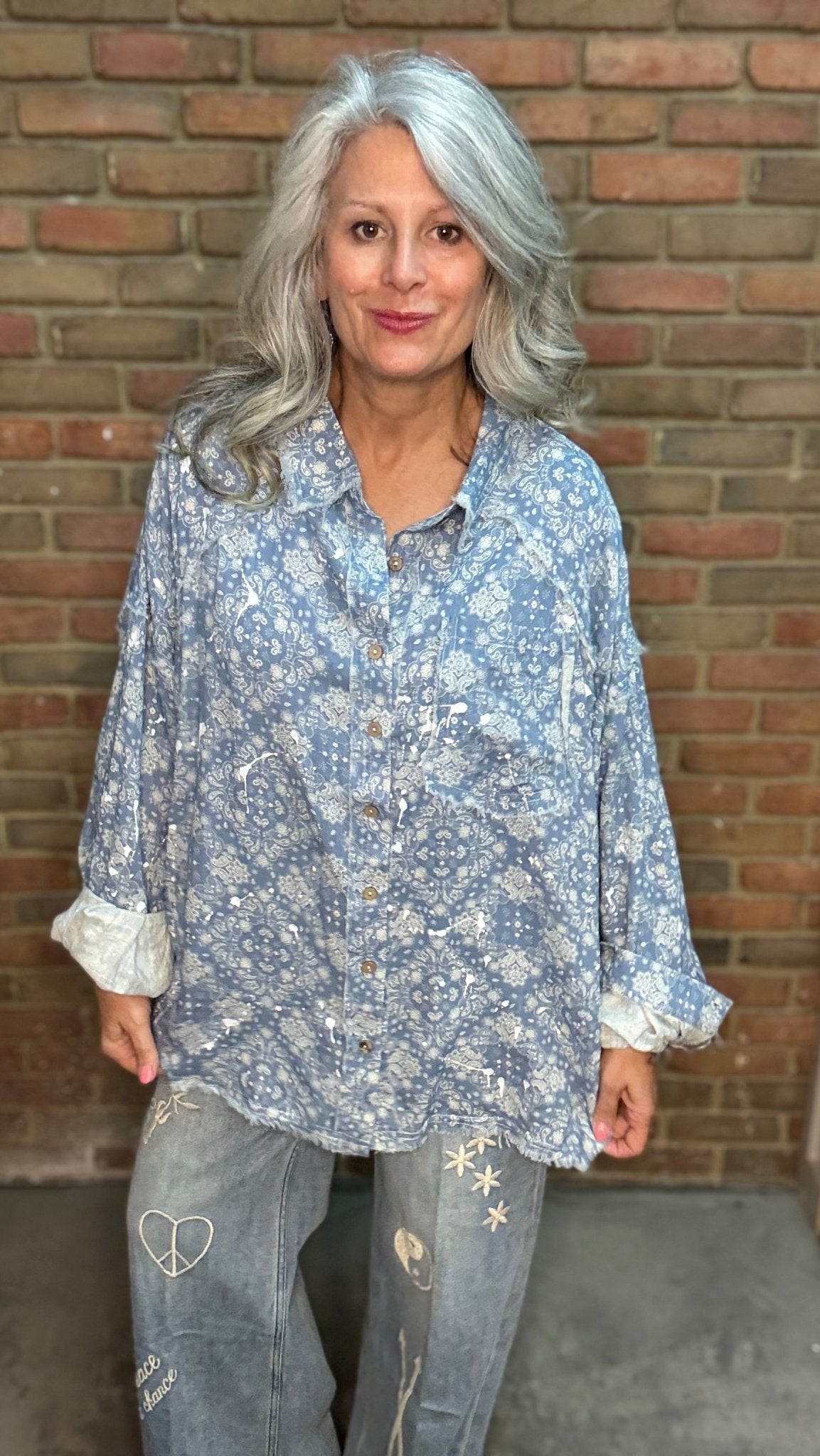Paisley Printed Button Down Shirt - Vintage Vault Boutique
