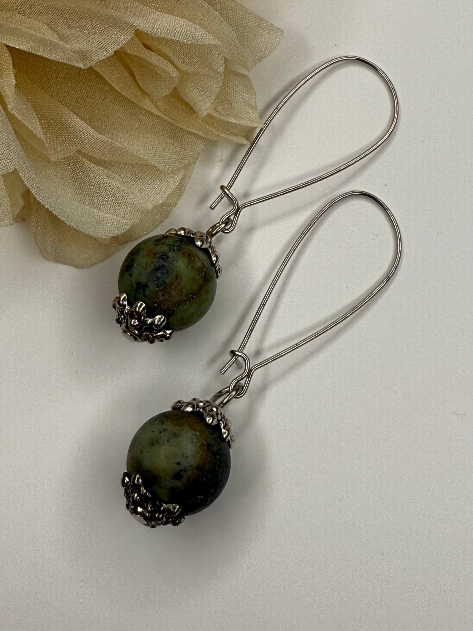 African Turquoise Drop Earring - Vintage Vault Boutique