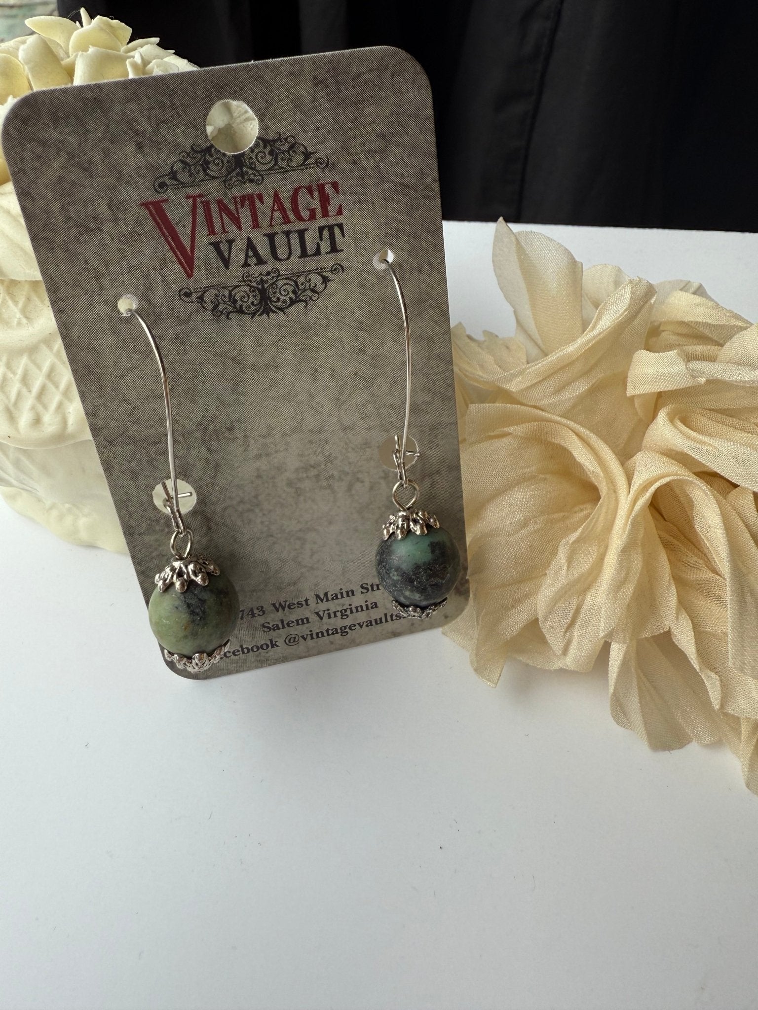 African Turquoise Drop Earring - Vintage Vault Boutique