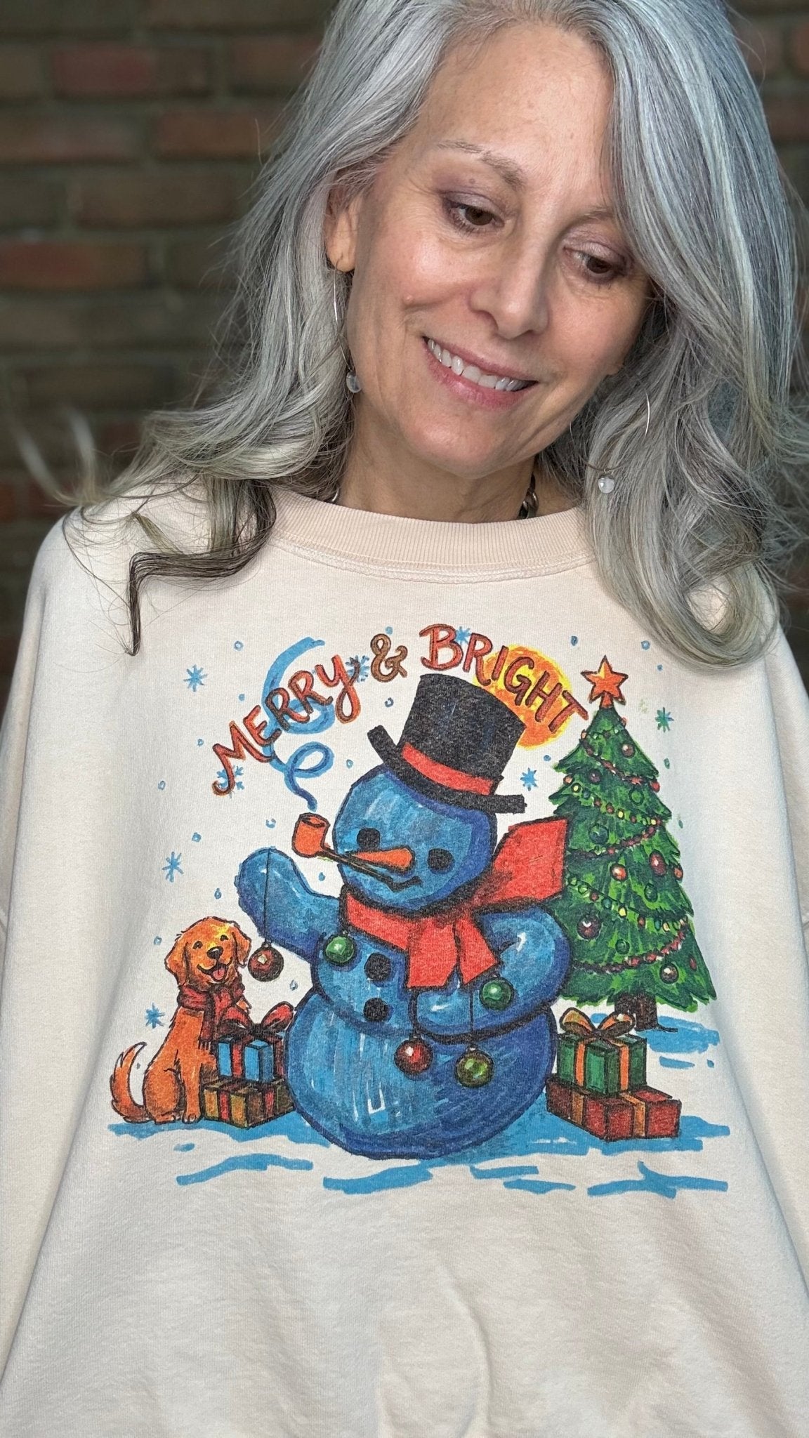 Hand Painted Snowman Sweatshirt - Vintage Vault Boutique