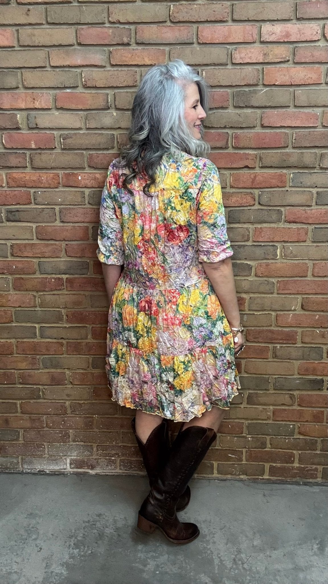 Garden Floral Print Tiered Dress - Vintage Vault Boutique