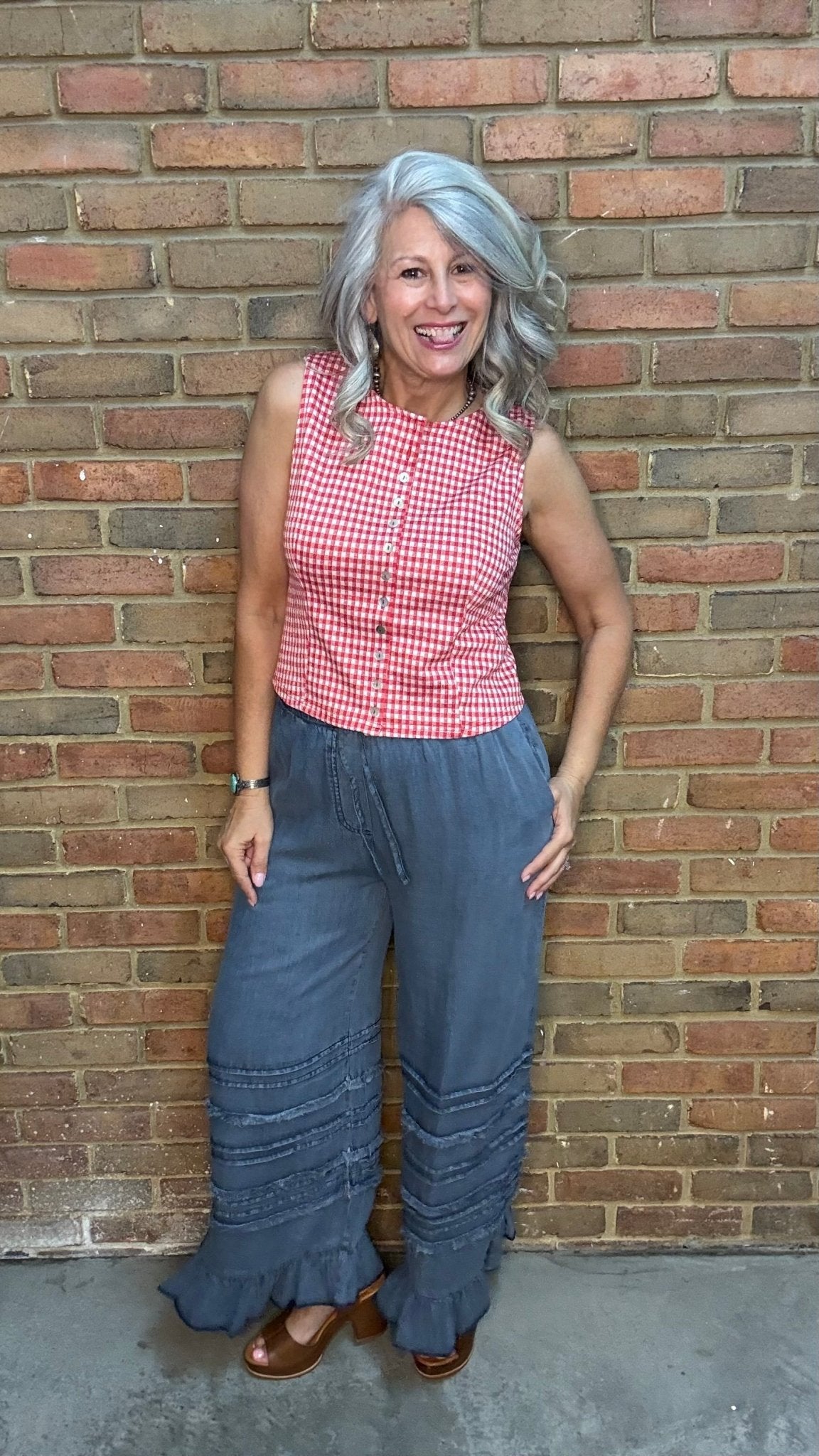 Flared Ruffle Hem Crop Pants - Vintage Vault Boutique