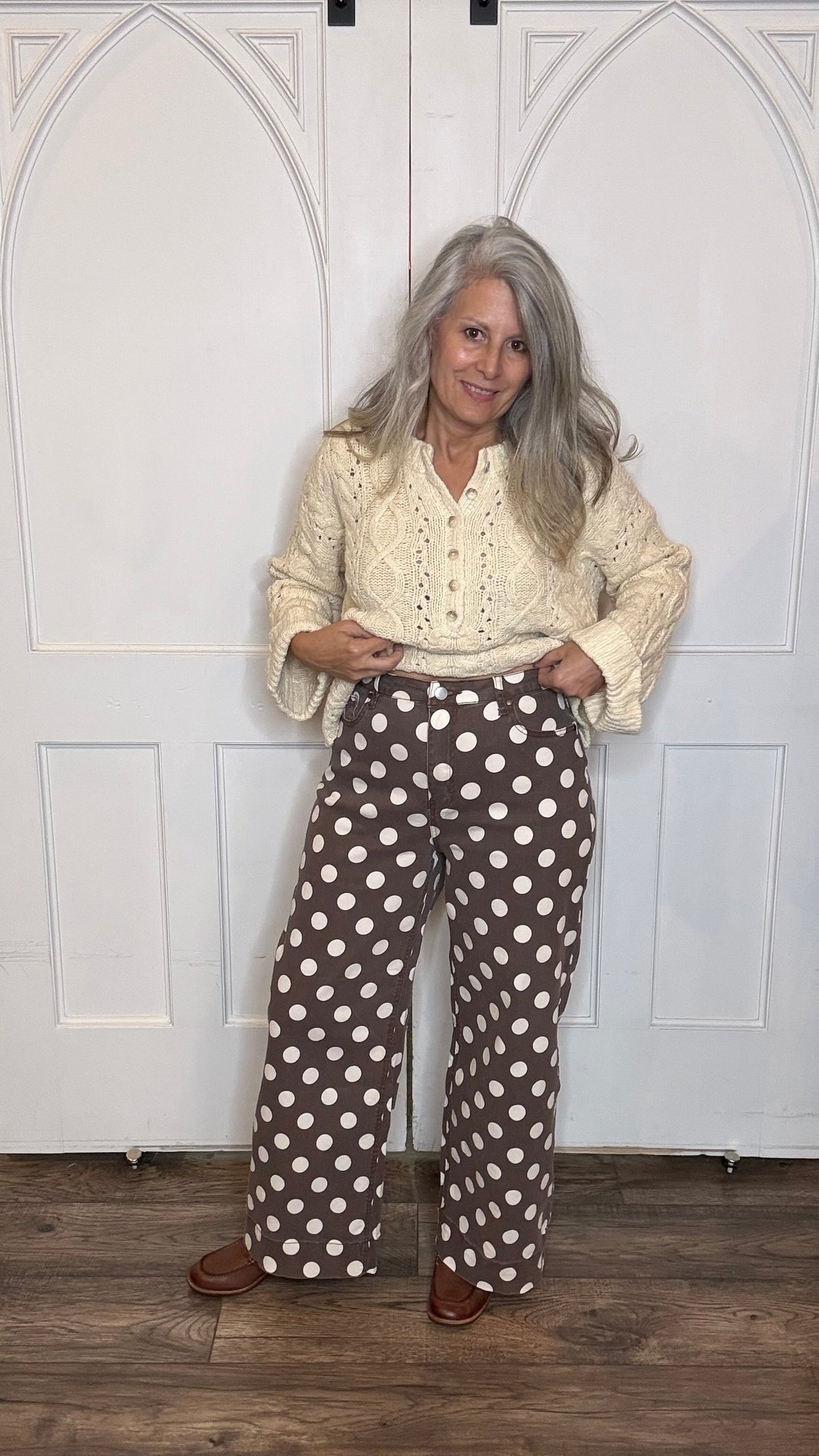Polka Dot Straight Leg Jean