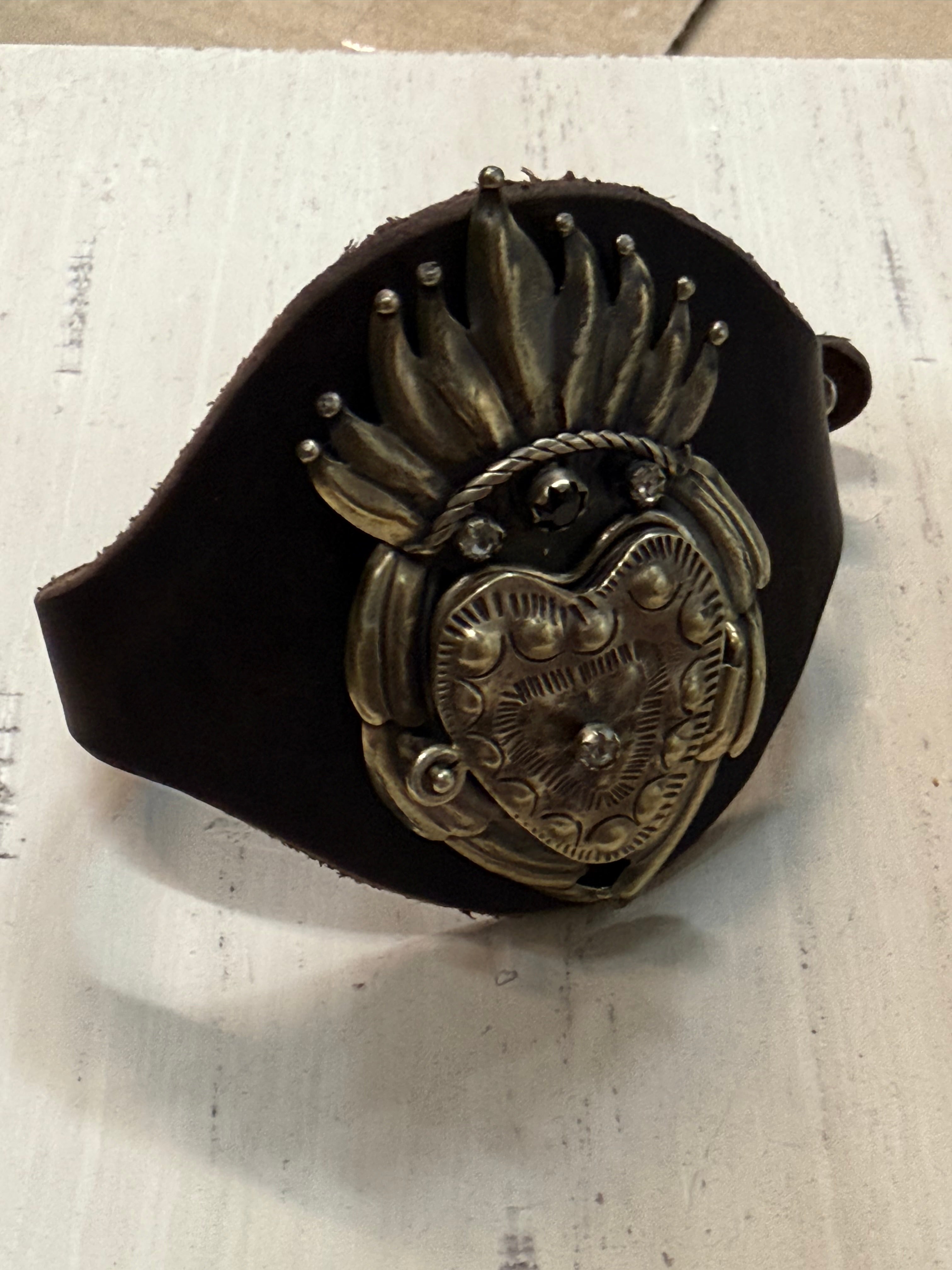Flaming Heart Locket Buckle Bracelet