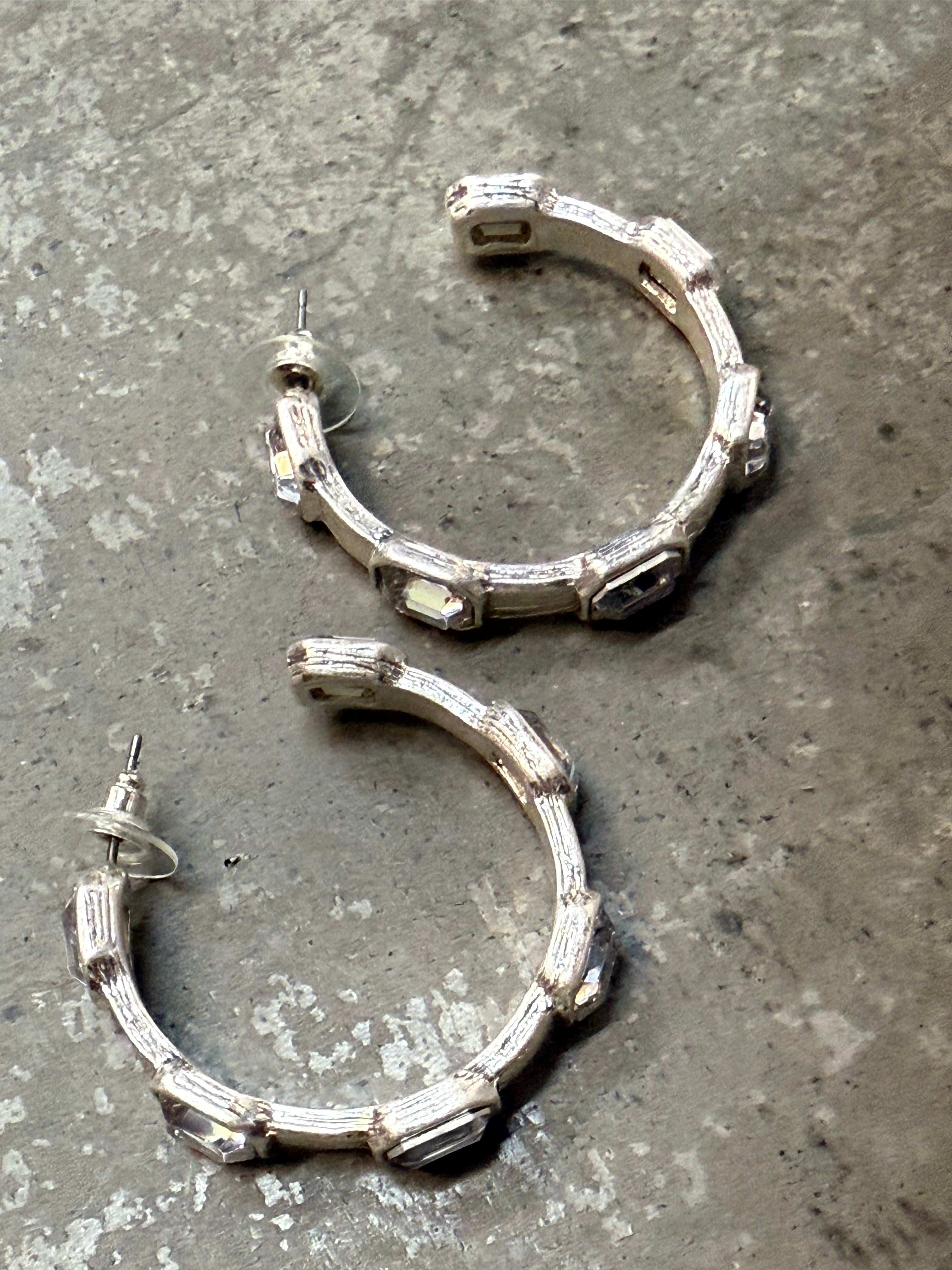Crystal and Silver Hoop Earring
