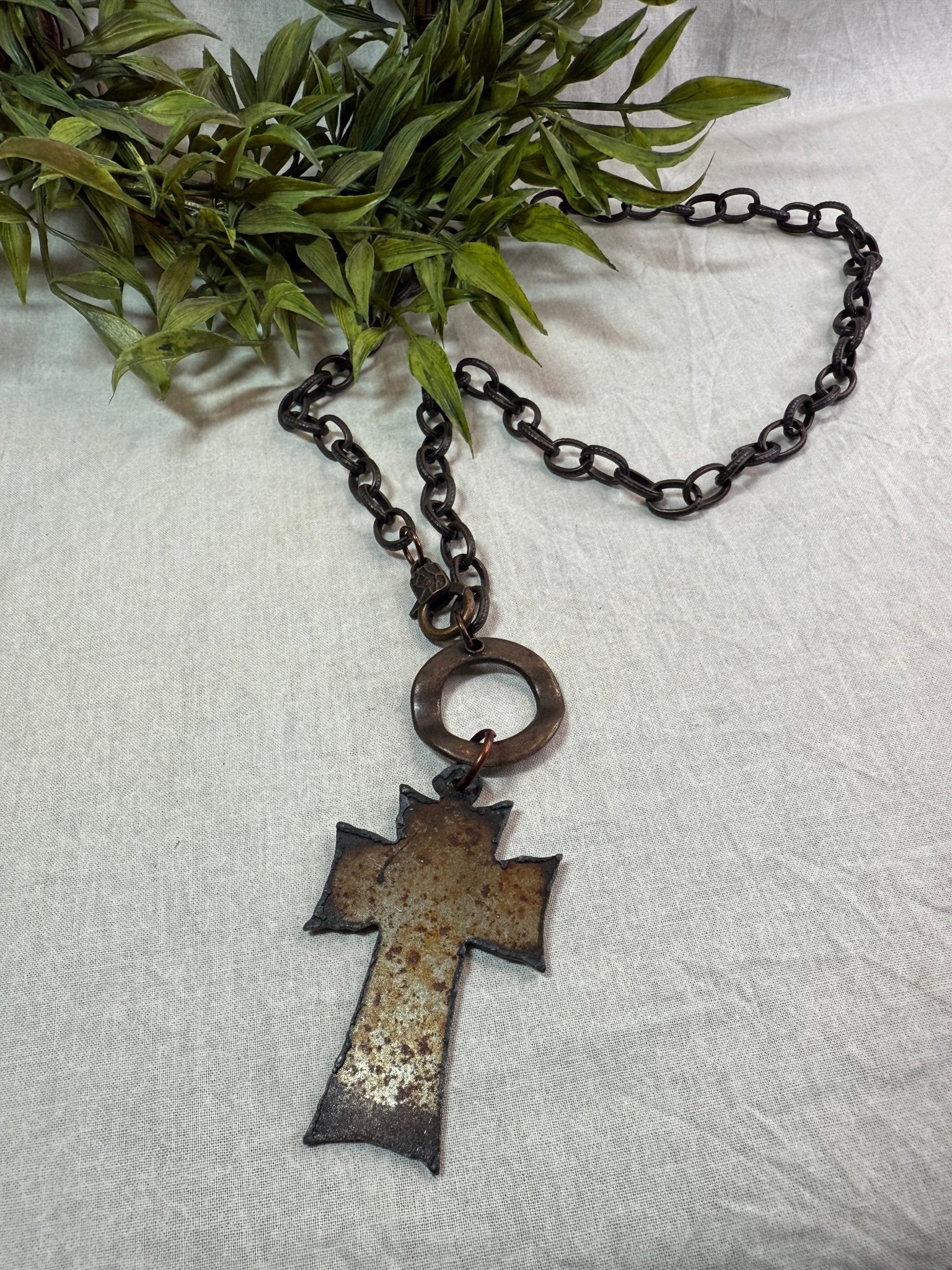 Rustic Cross Necklace - Vintage Vault Boutique