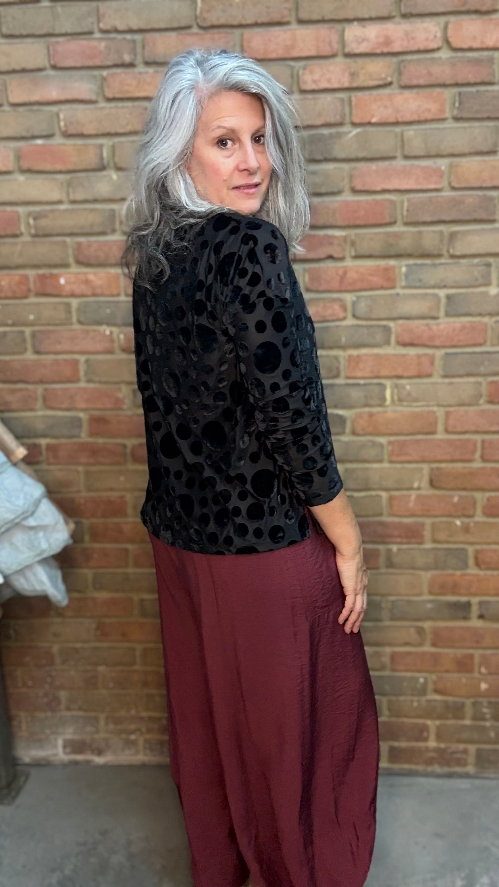 Black Velvet Burnout Top