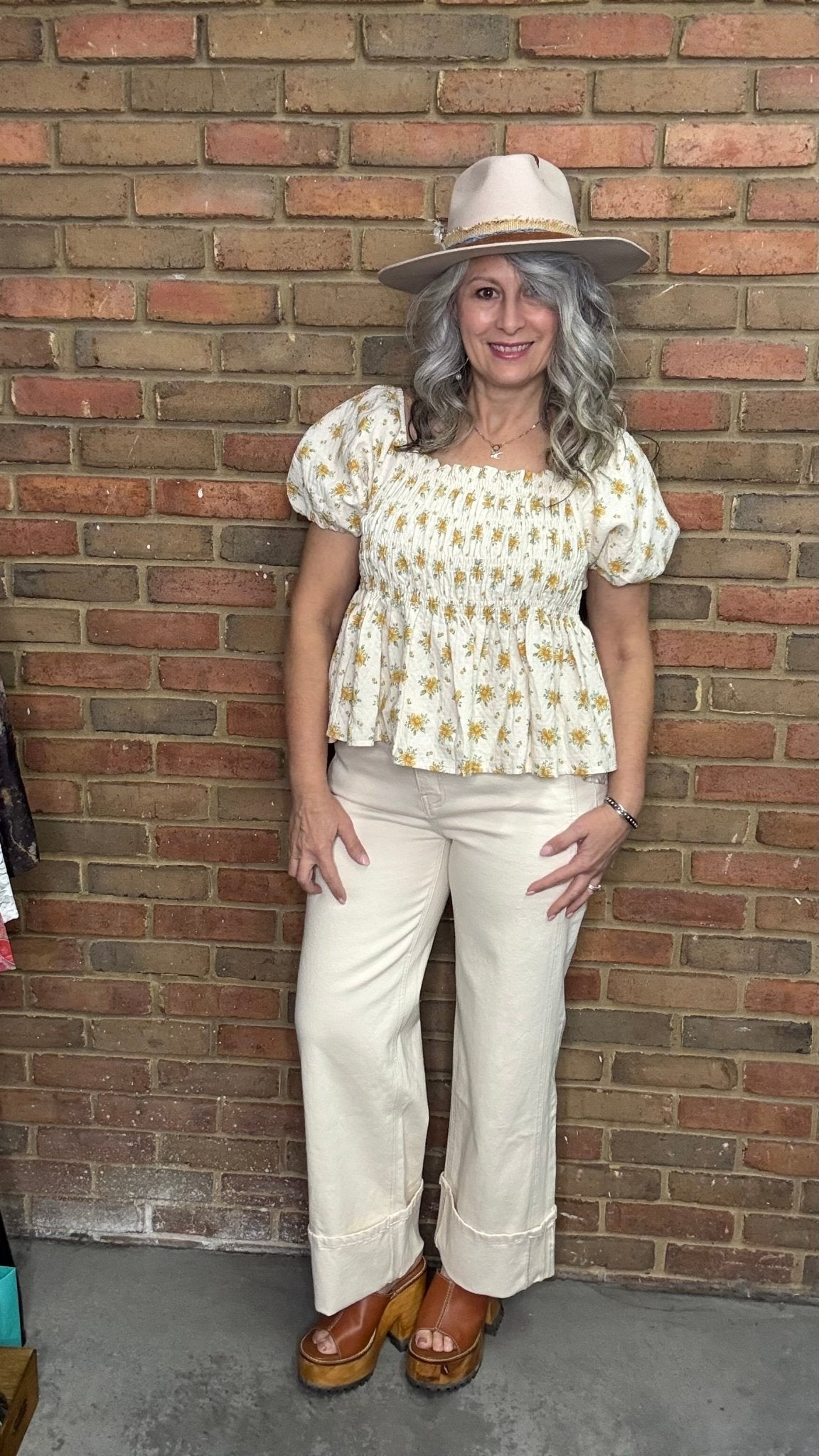 High Rise Cuffed Wide Leg Jean - Vintage Vault Boutique