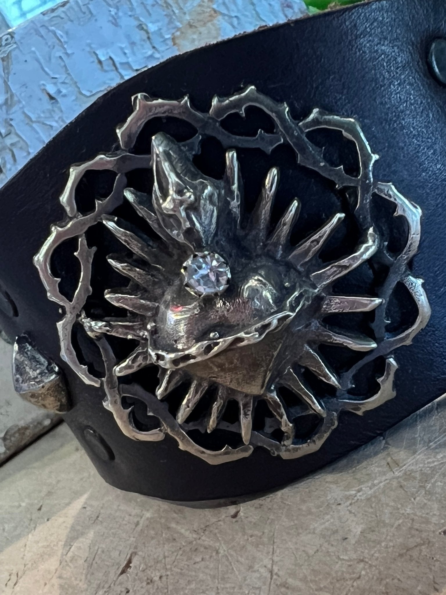 Sacred Heart Leather Bracelet - Vintage Vault Boutique