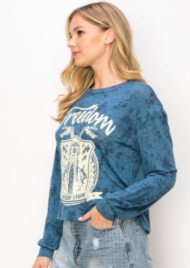 Freedom Motorcycle Box Fit Knit Top BLUE M & XL