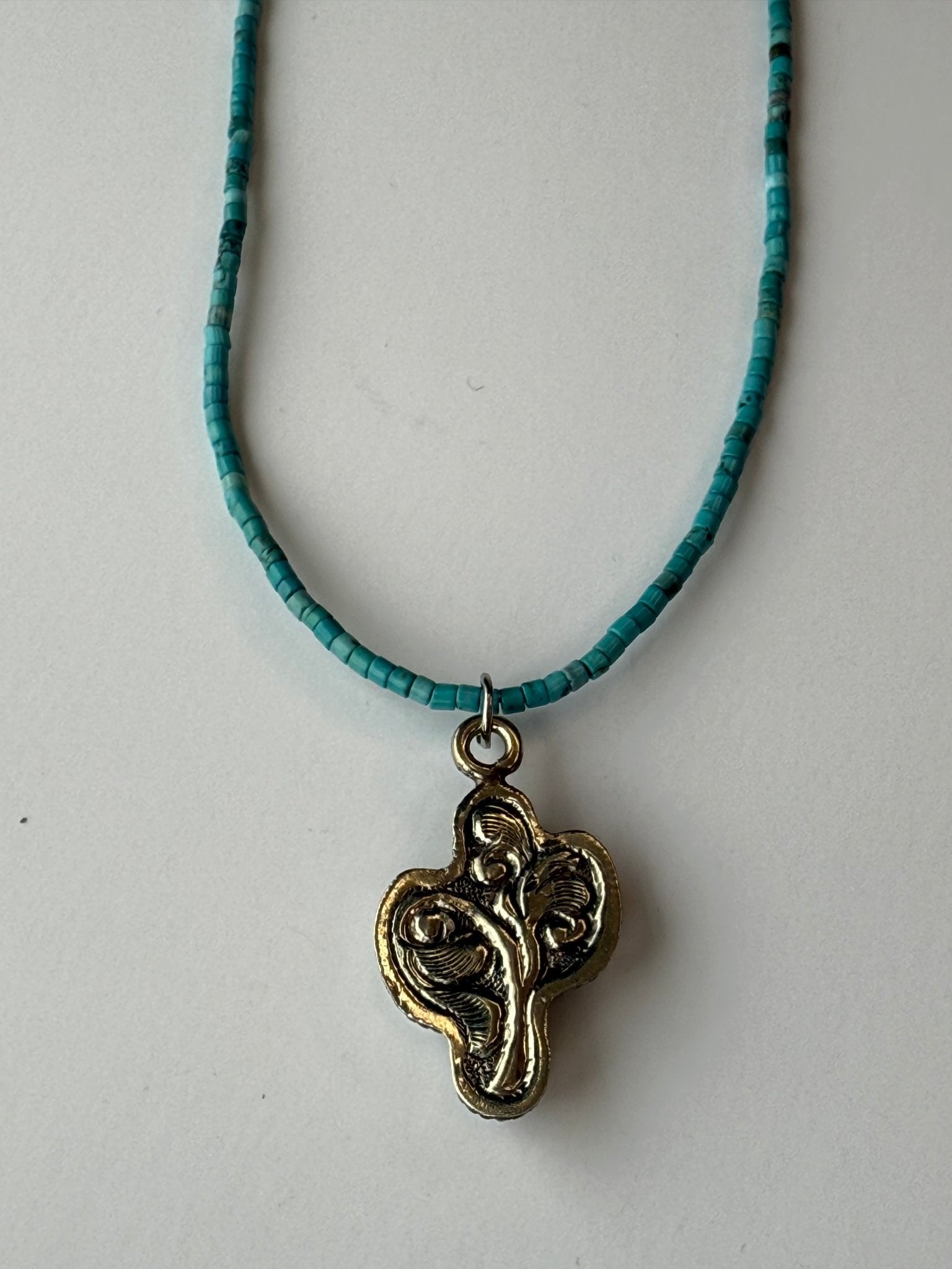 Cactus on Turquoise Necklace - Vintage Vault Boutique