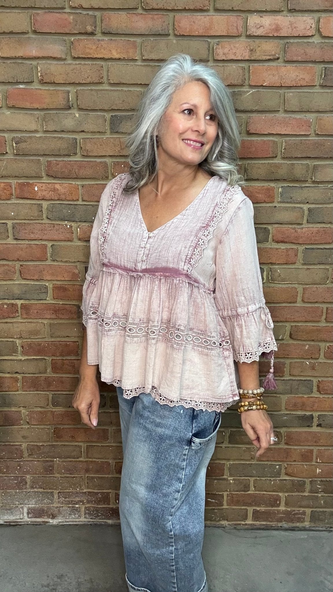 Washed Pink Cotton Gauze Top - Vintage Vault Boutique