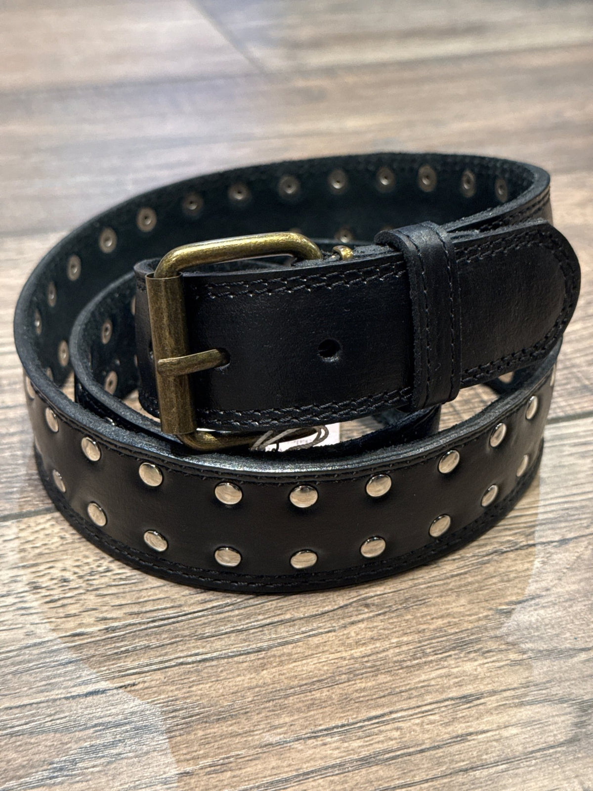 Black Leather with Studs Belt - Vintage Vault Boutique