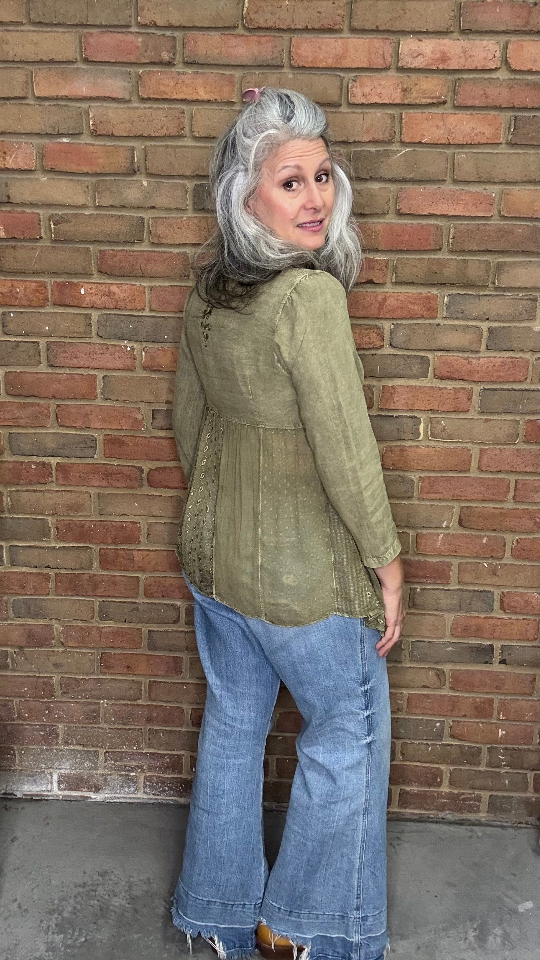 Gravel Stonewash V-Neck Top