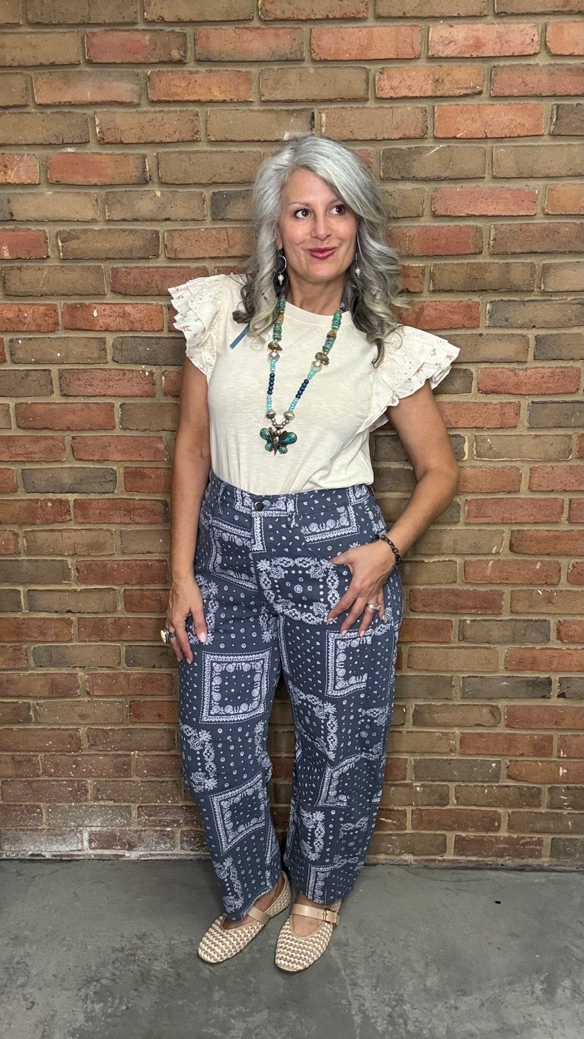 Printed Ruffle Cap Sleeve Top - Vintage Vault Boutique
