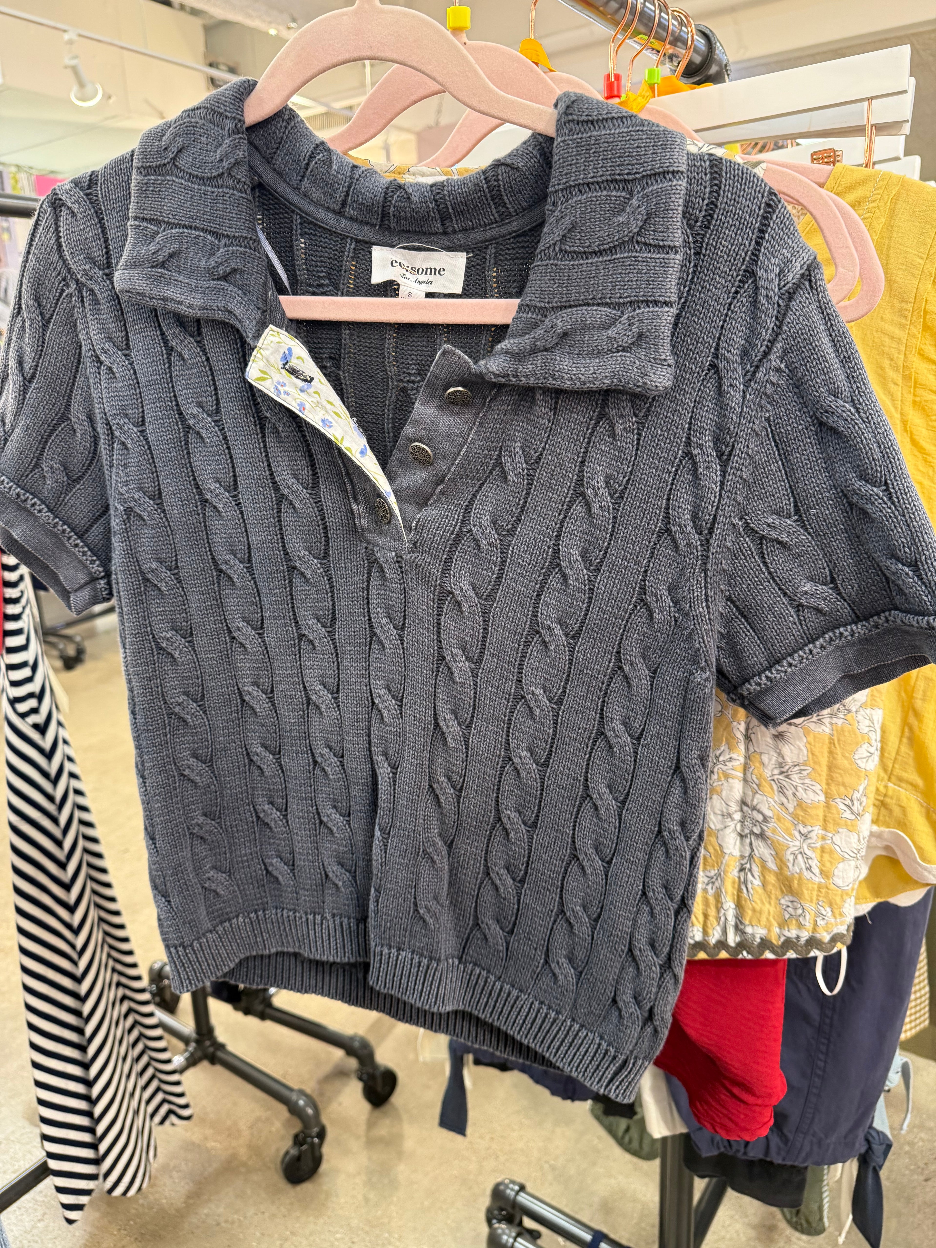 Ink Collared Short Sleeve Sweater