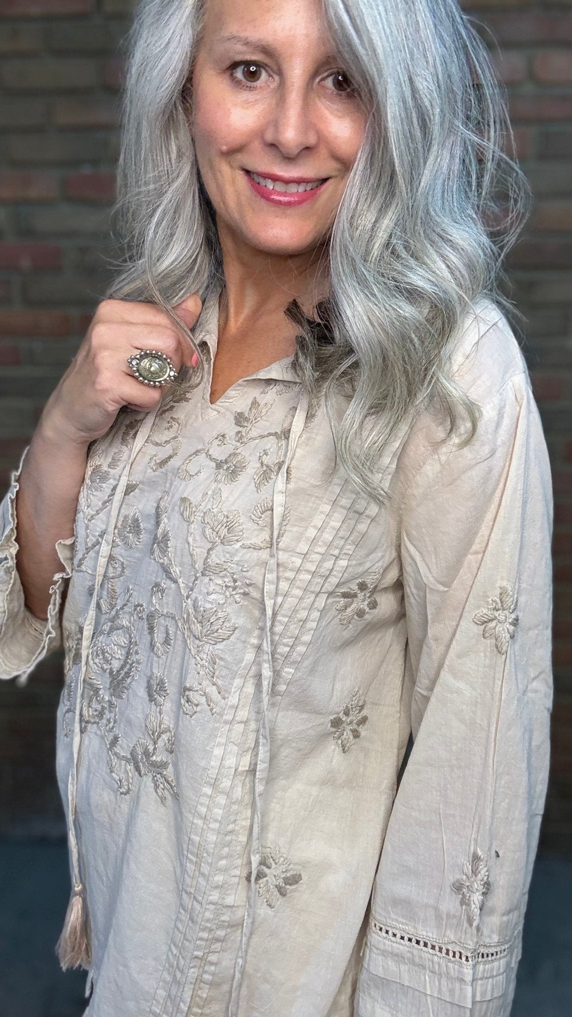 Adena - Rose Water Peasant Top - Vintage Vault Boutique