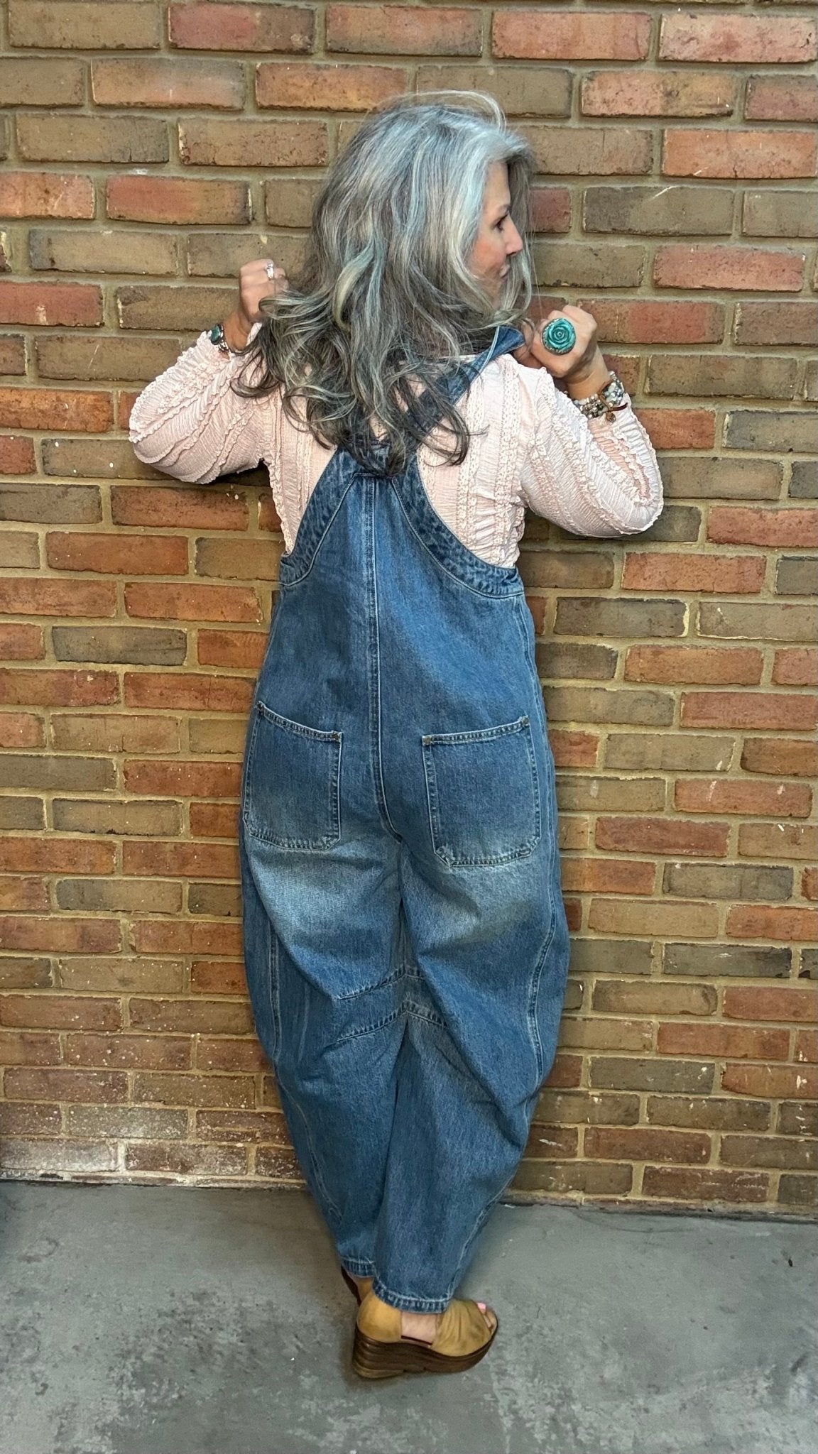 Wide-Leg Denim Overalls - Vintage Vault Boutique
