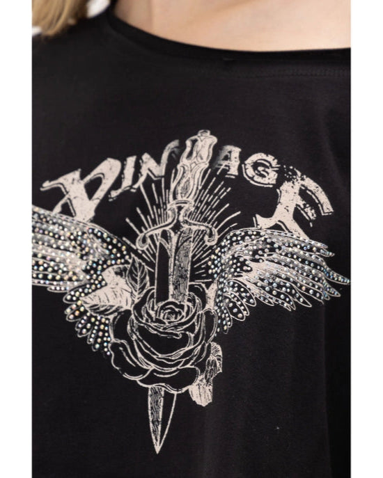 Vintage Black Crop Top