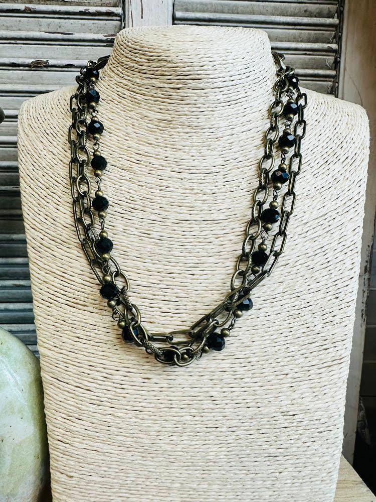 Chained Onyx - Necklace - Vintage Vault Boutique