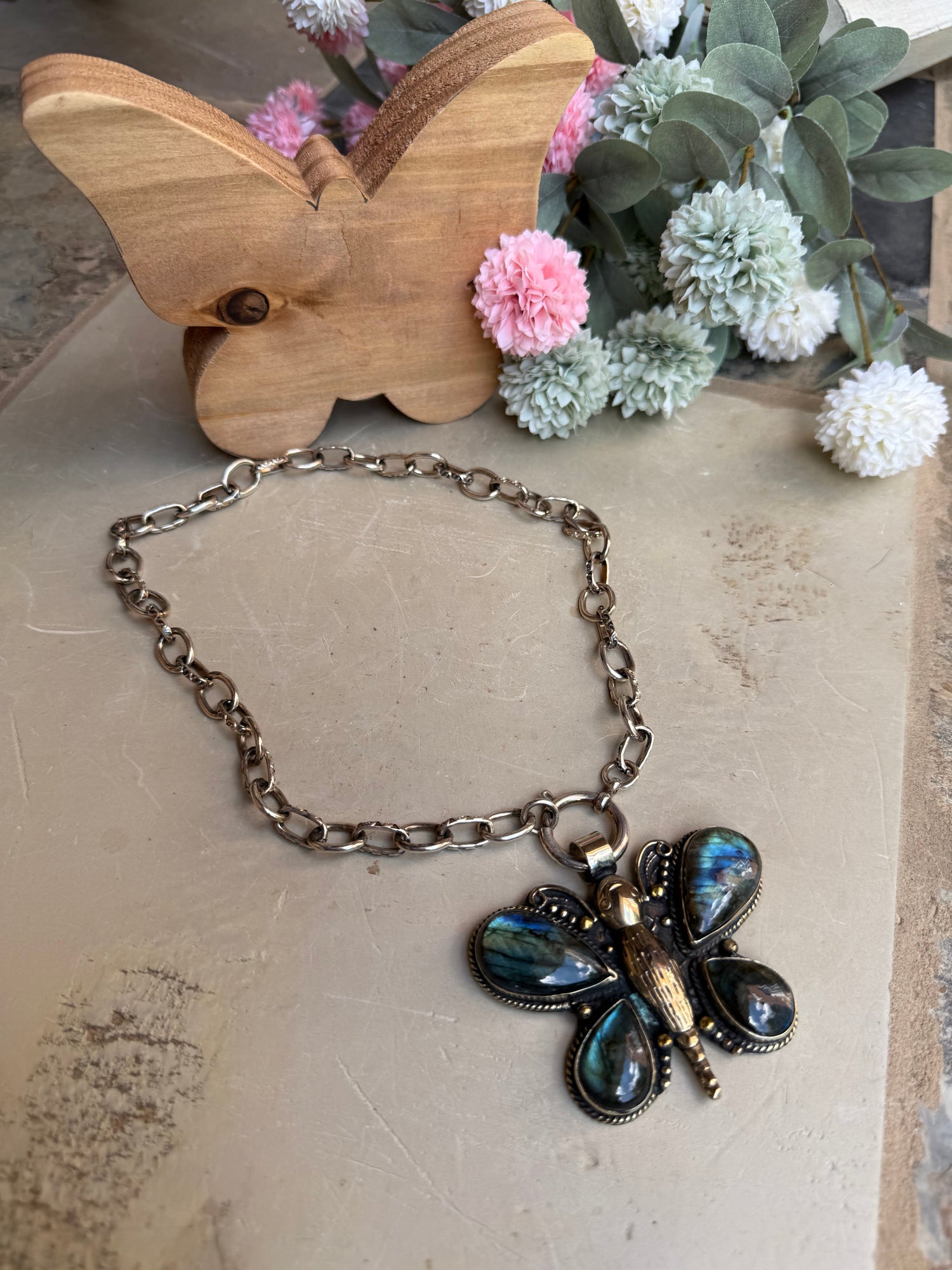 EKD Labradorite Butterfly Necklace