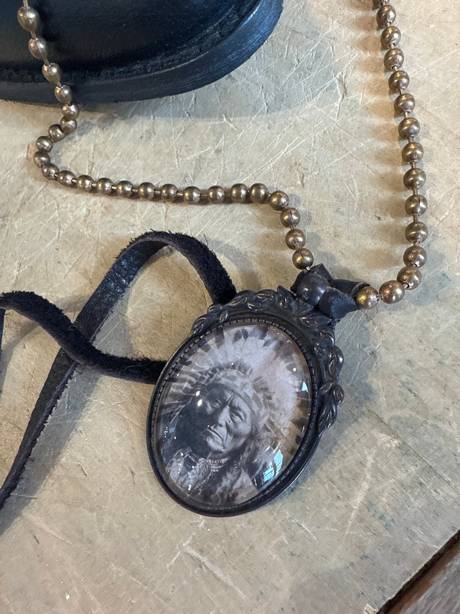 Native American Leather Tassel Necklace - Vintage Vault Boutique