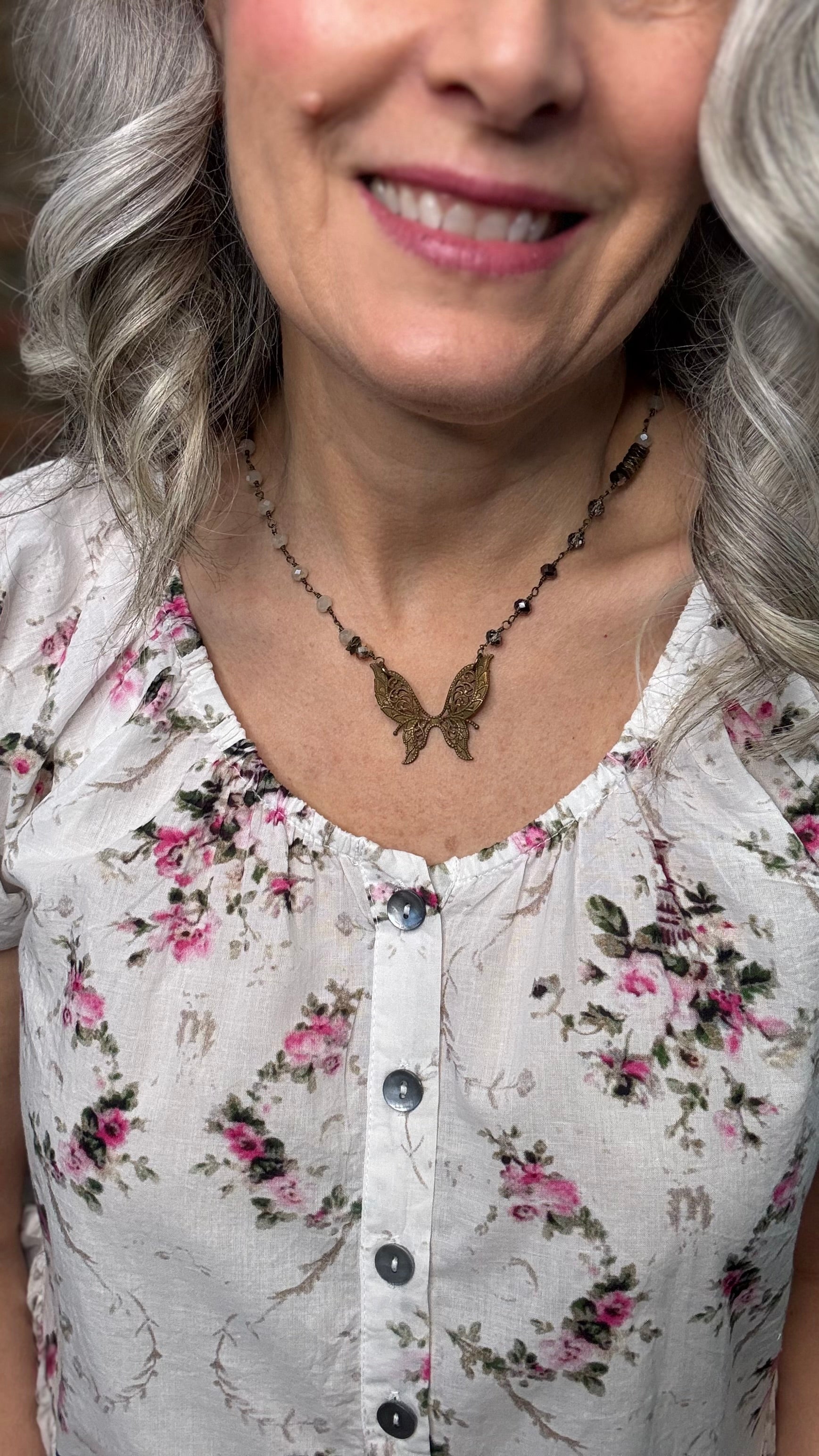 Floral Print Ruffle Bottom Blouse