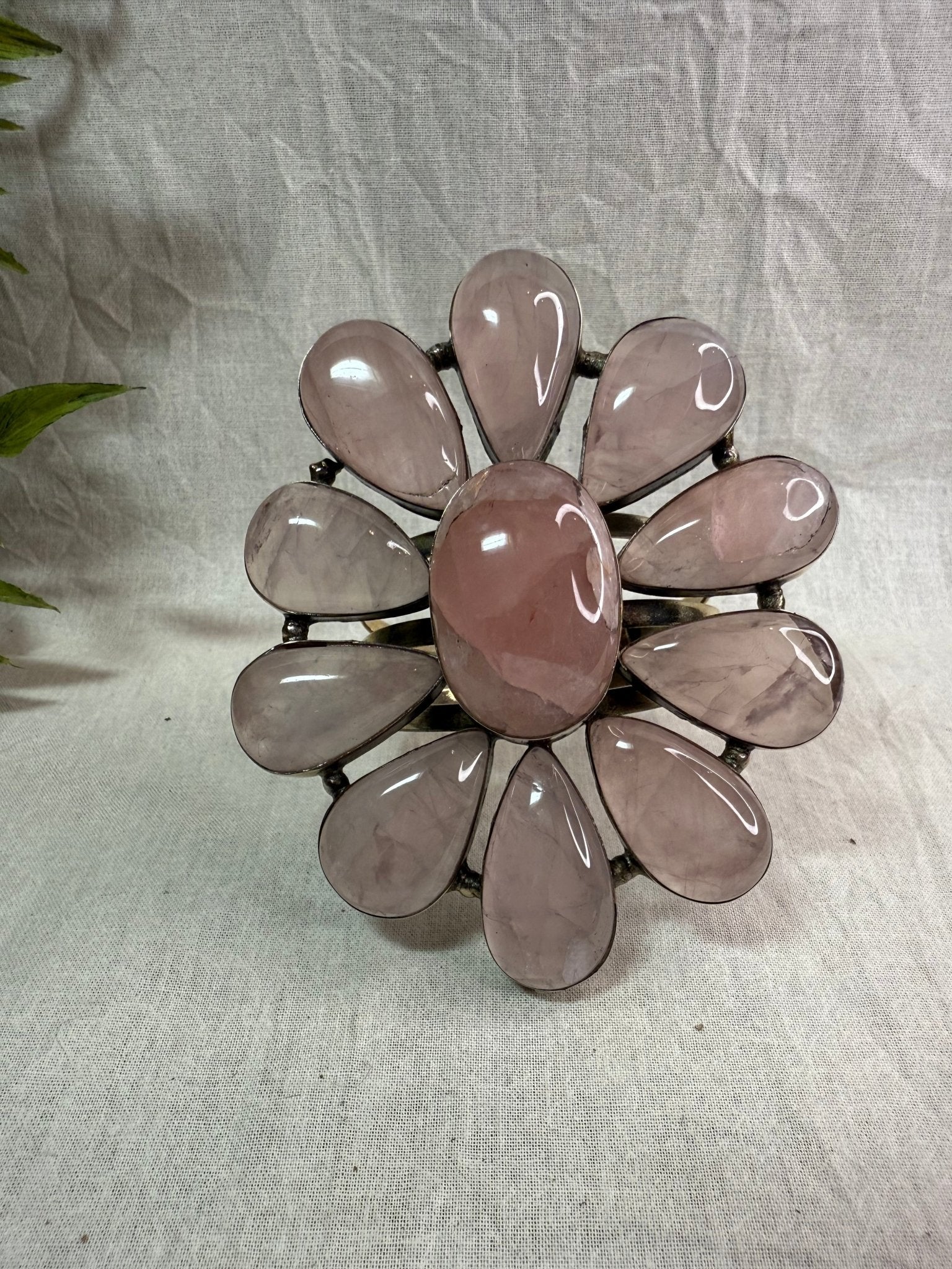 Smokey Rose Flower Cuff Bracelet - Vintage Vault Boutique