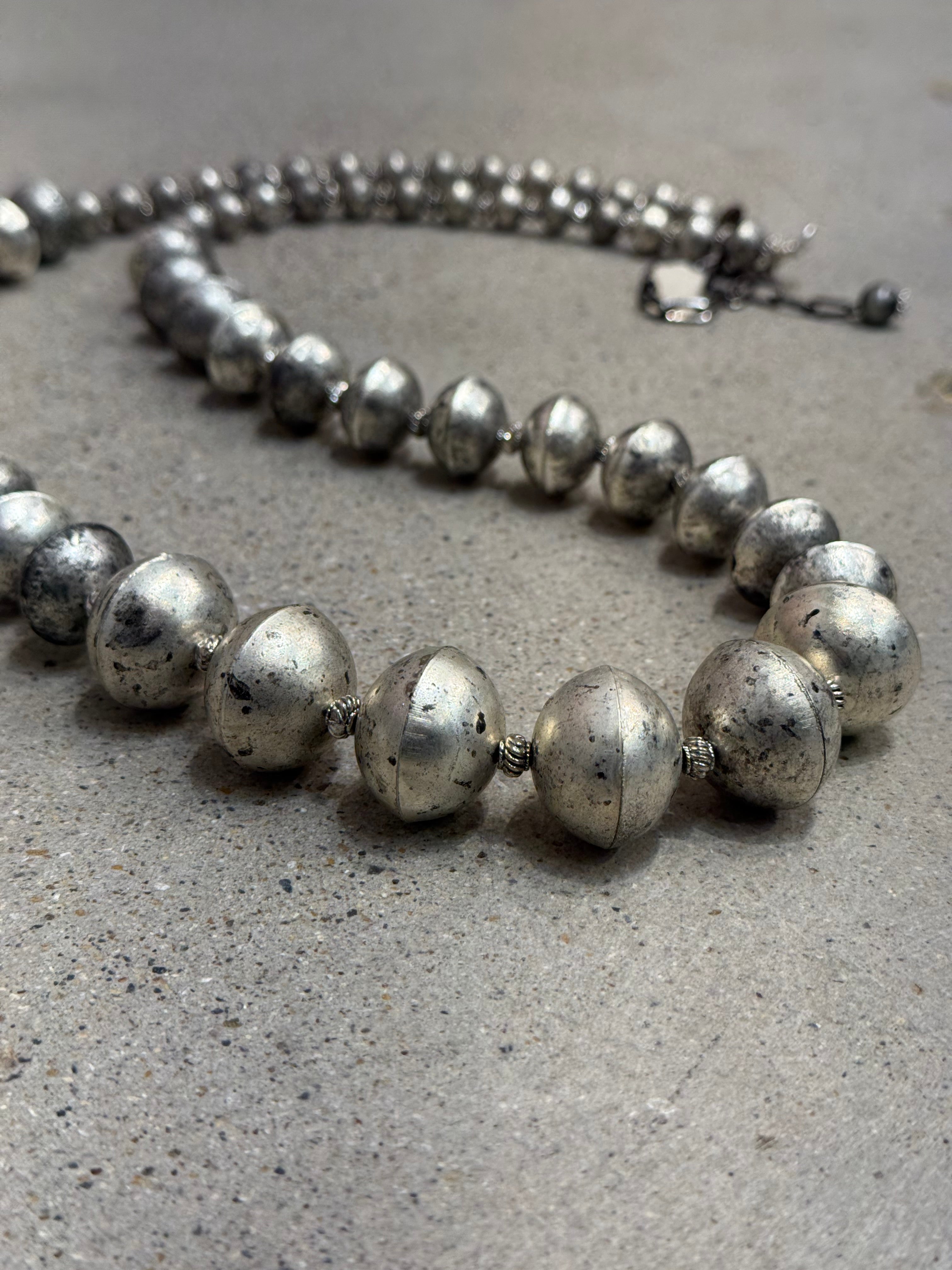 Silver Saucer Beaded Necklace