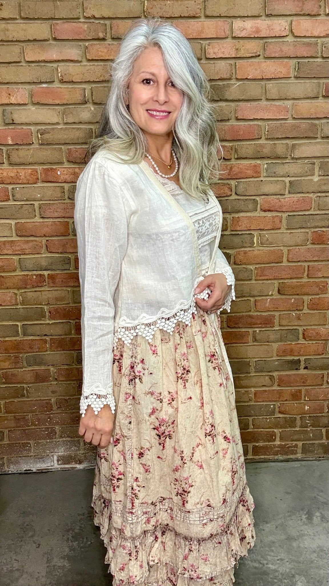 Cotton and Crochet Lace Topper - Vintage Vault Boutique